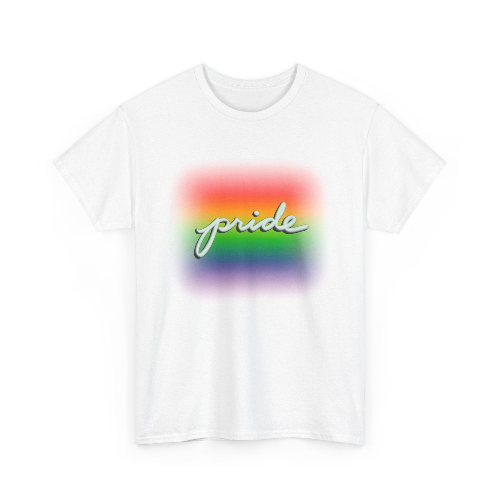 PRIDE WITH WHITE CURSIVE Unisex Heavy Cotton Tee