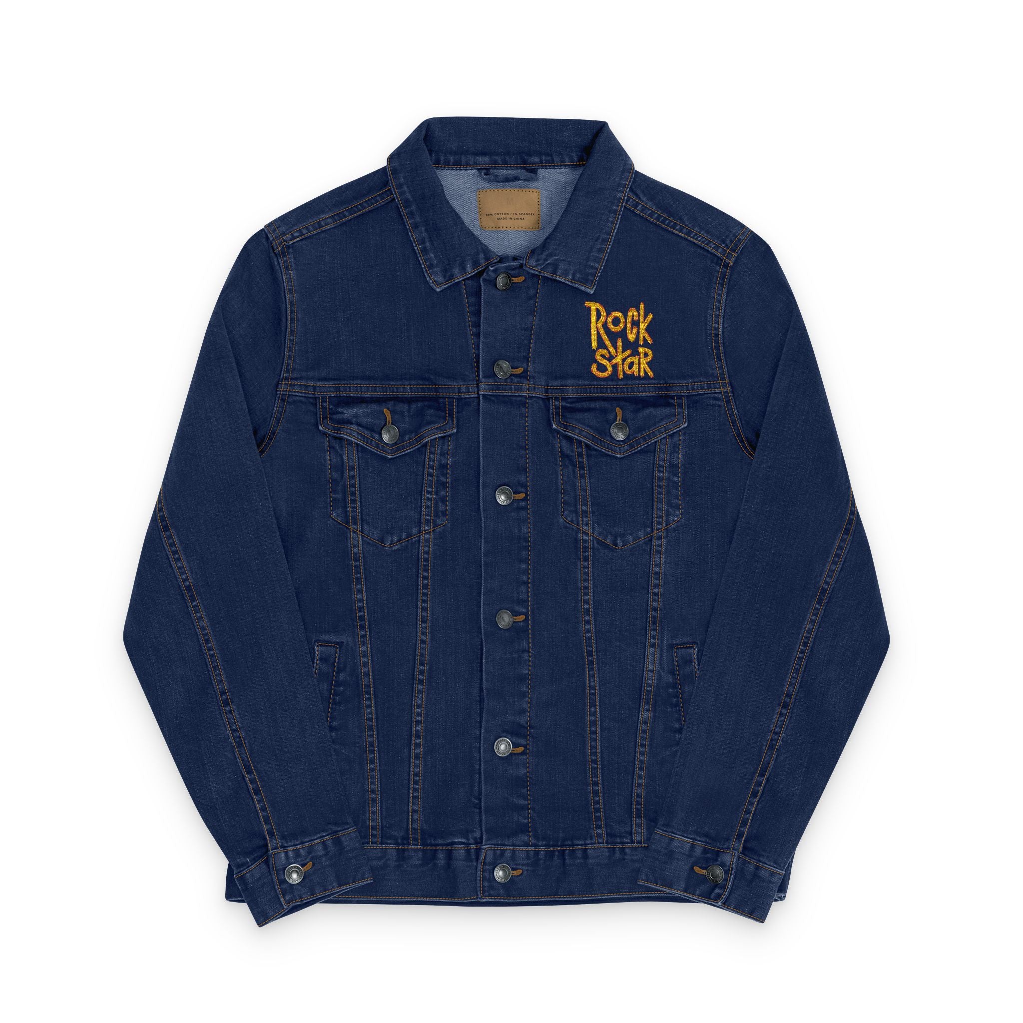 Rock Star Unisex Denim Jacket - Trendy Embroidered Outerwear