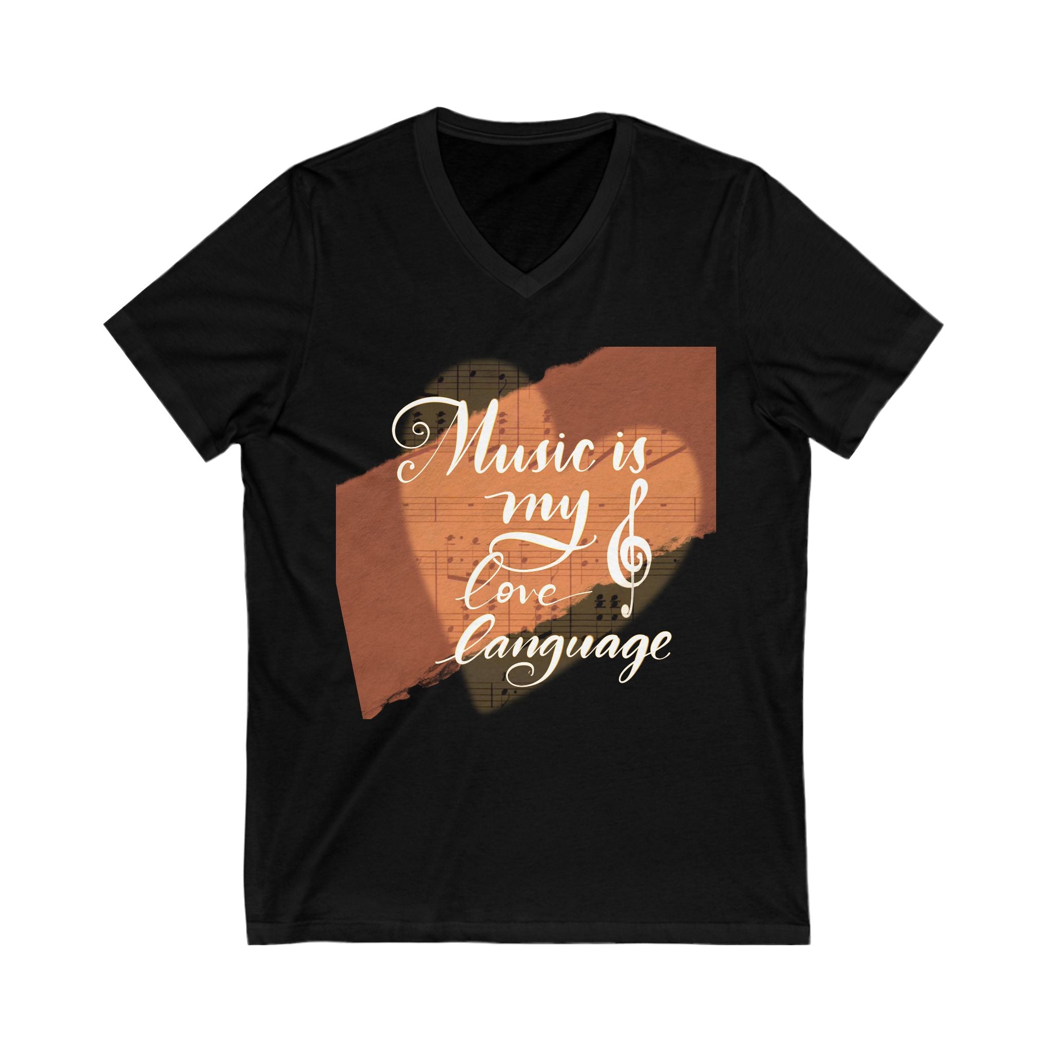 Music is My Love Language V-Neck Tee - Unisex Short Sleeve Shirt