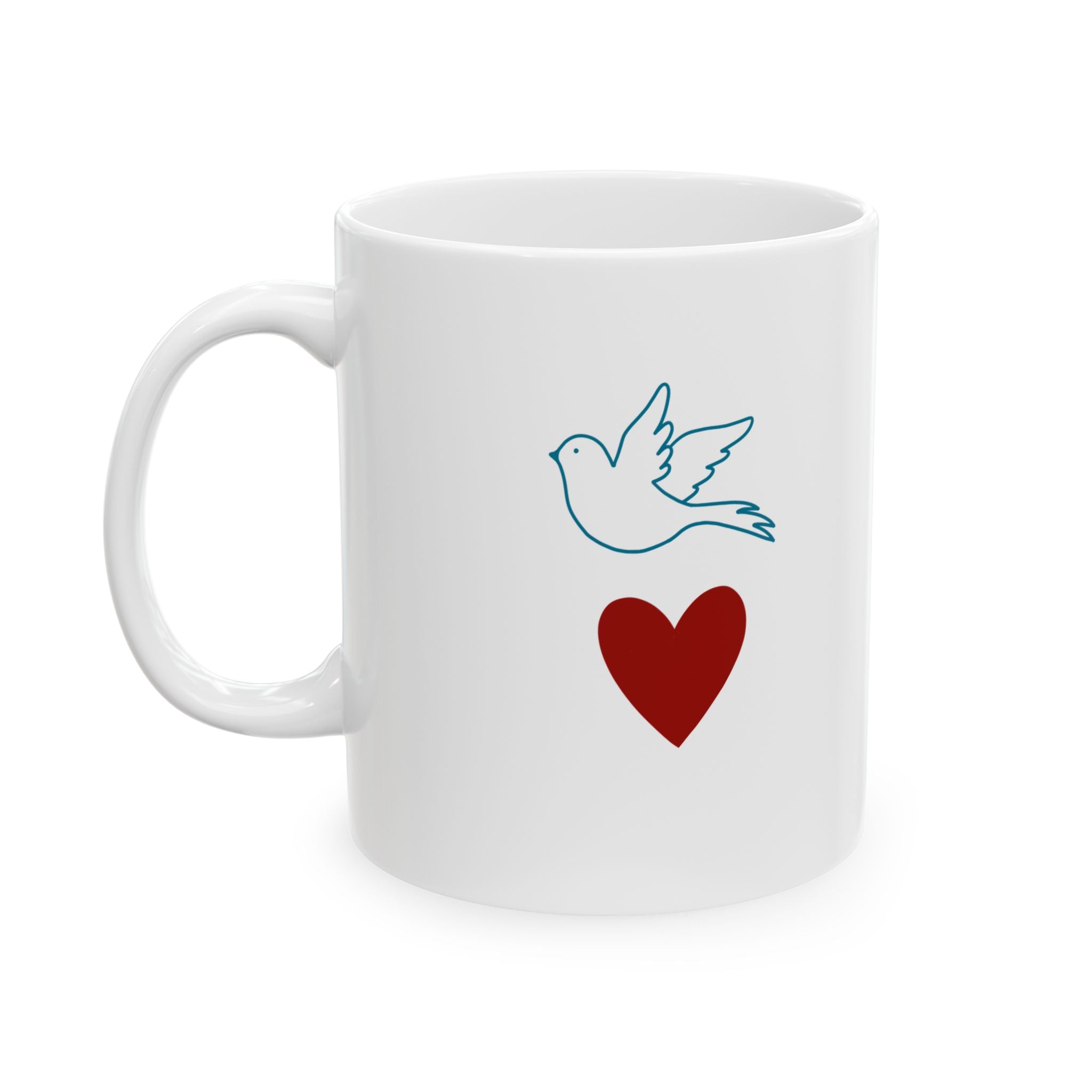 PEACE AND LOVE Ceramic Mug, (11oz,)