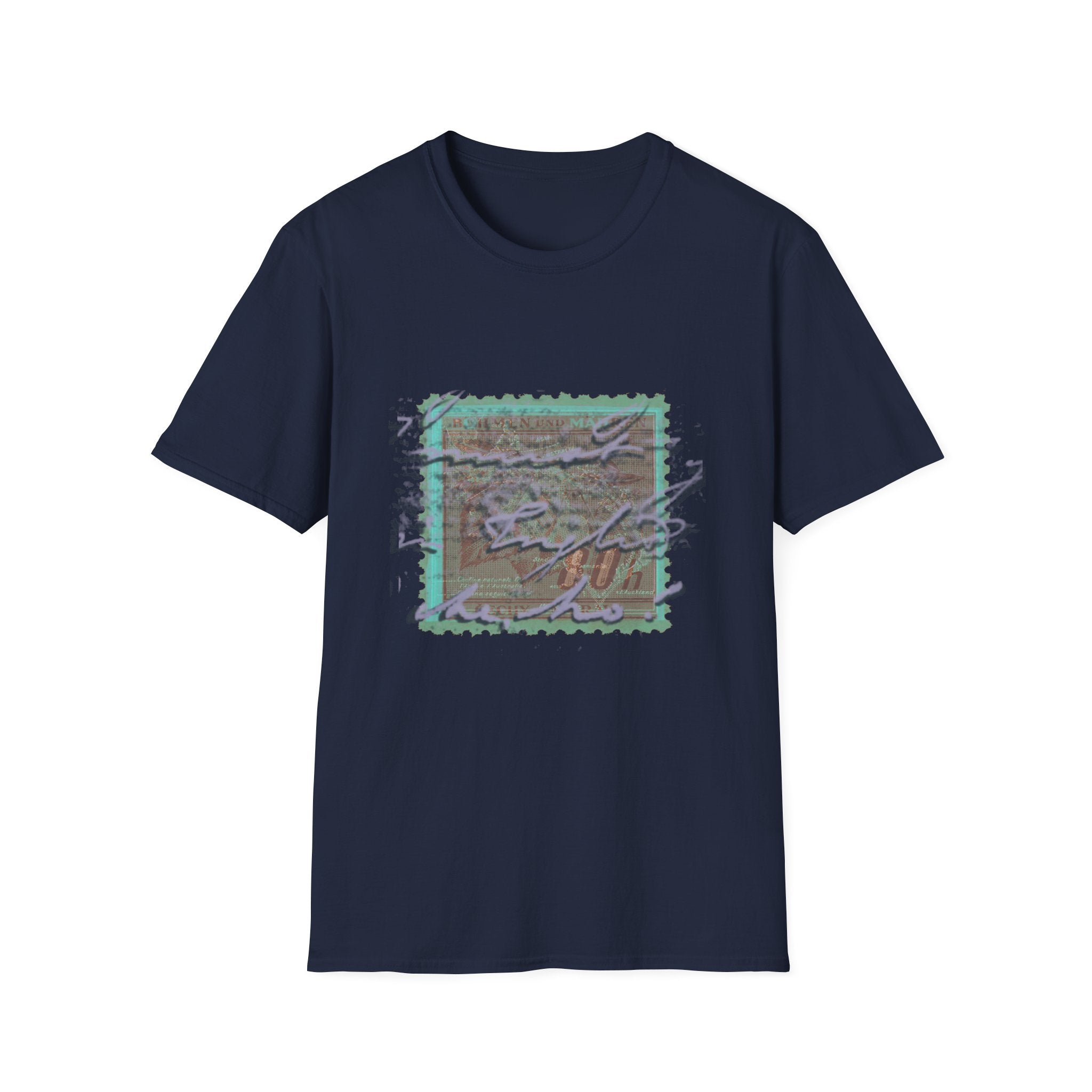 Vintage Postage Stamp Graphic Tee – Handwritten Script Design