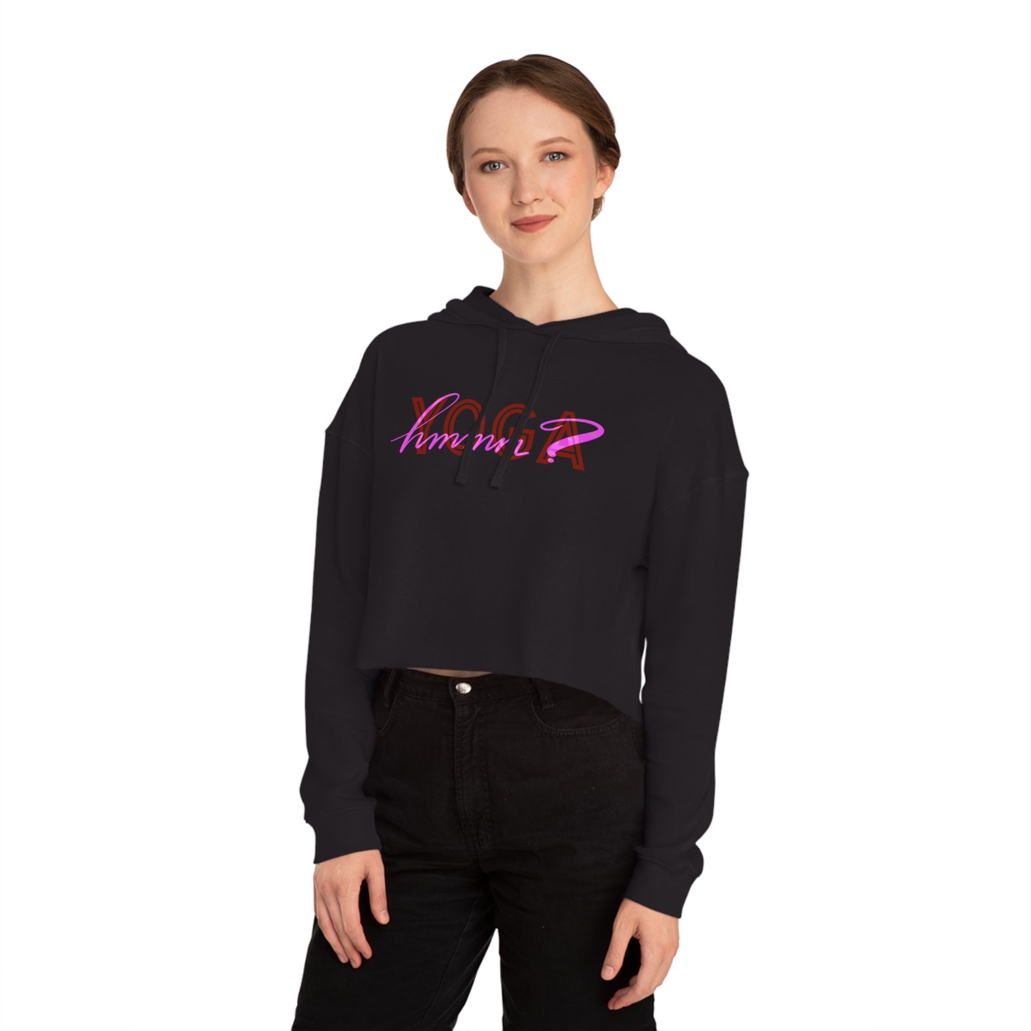 Yoga Hmmm Women's Cropped Hooded Sweatshirt - Stylish Fitness Apparel