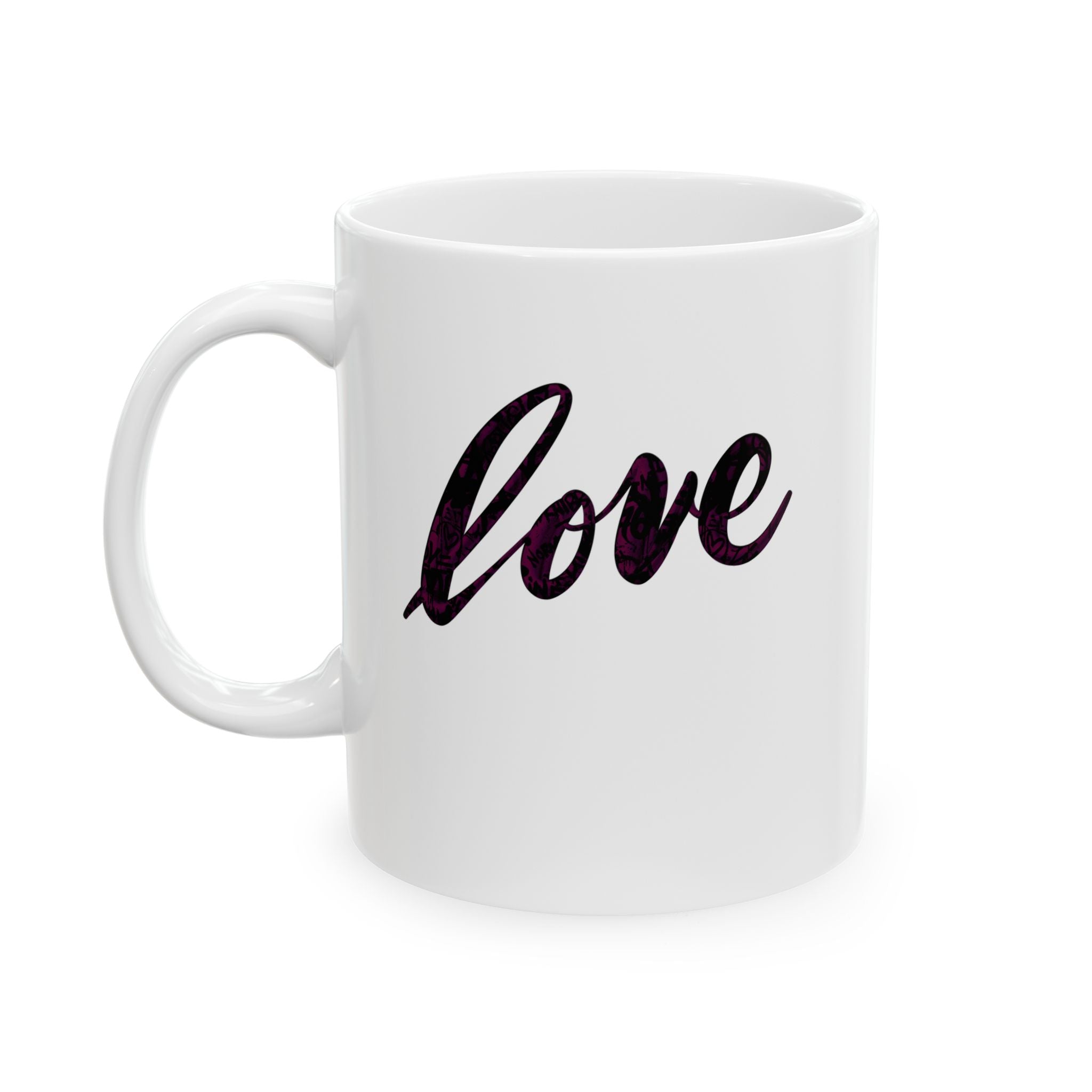 Love Ceramic Mug —Handwritten Script Coffee Cup (11oz)
