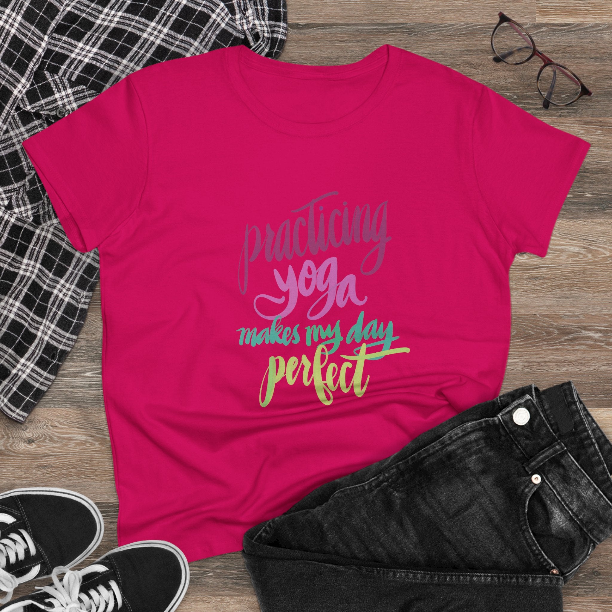 Women’s Yoga Tee - "Practicing Yoga Makes My Day Perfect"