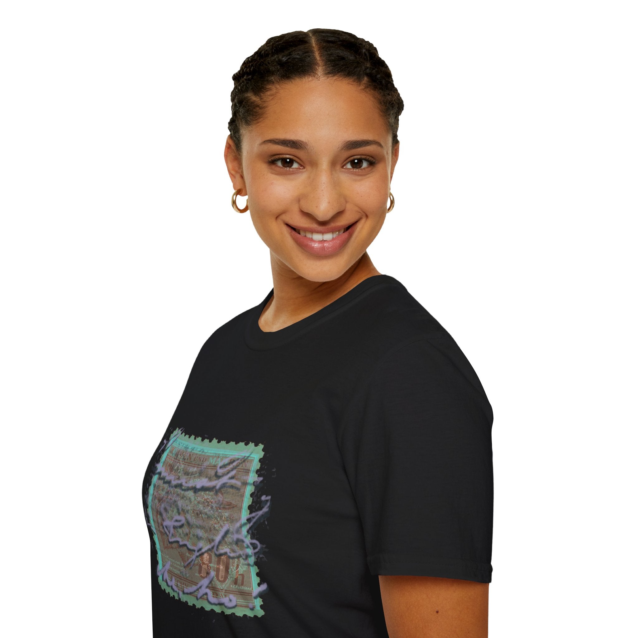 Vintage Postage Stamp Graphic Tee – Handwritten Script Design