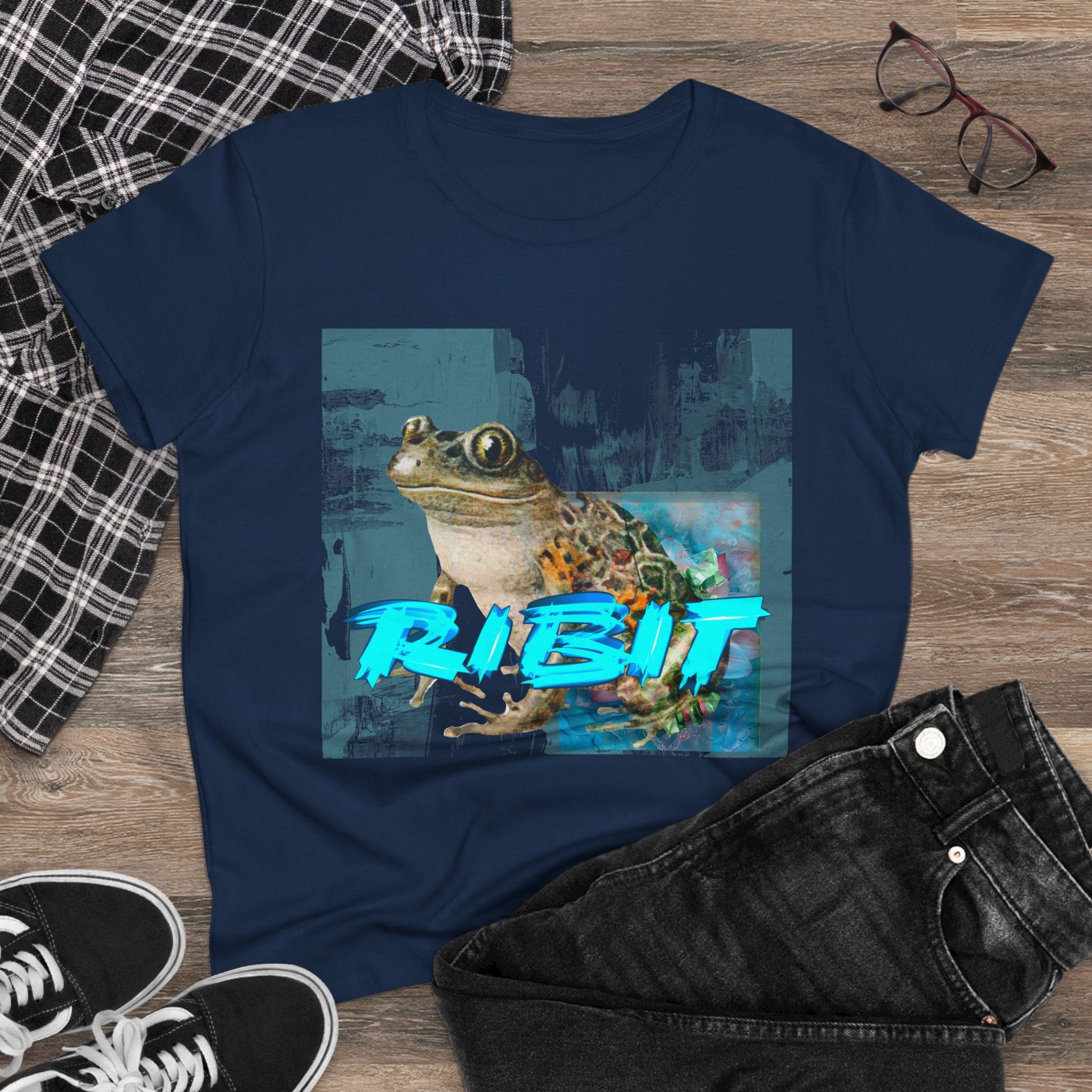 RIBIT Frog Graphic Tee – Fun Women’s Midweight Cotton Shirt