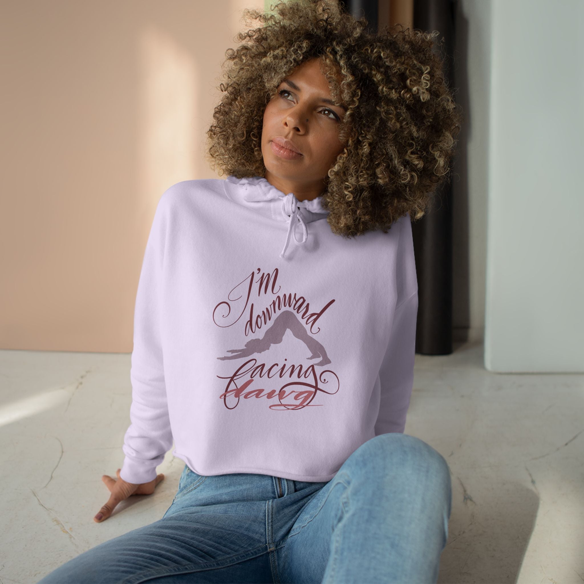 Yoga Crop Hoodie - "I'm Downward Facing" Design for Comfort and Style