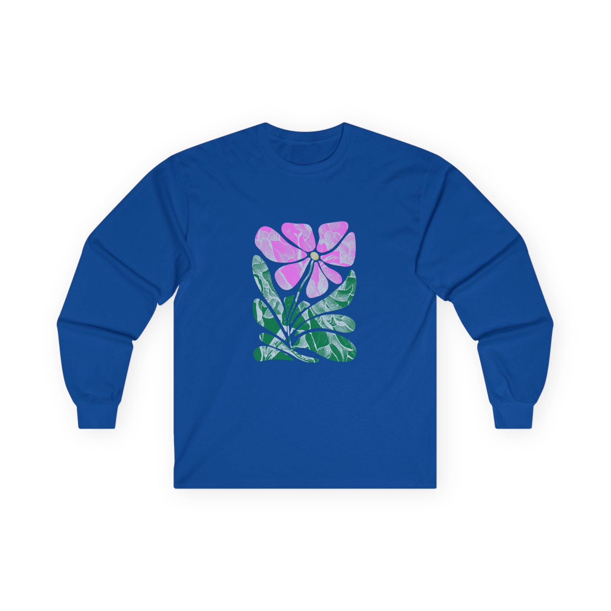 Floral Watercolor Long Sleeve Tee — Pink Bloom Graphic