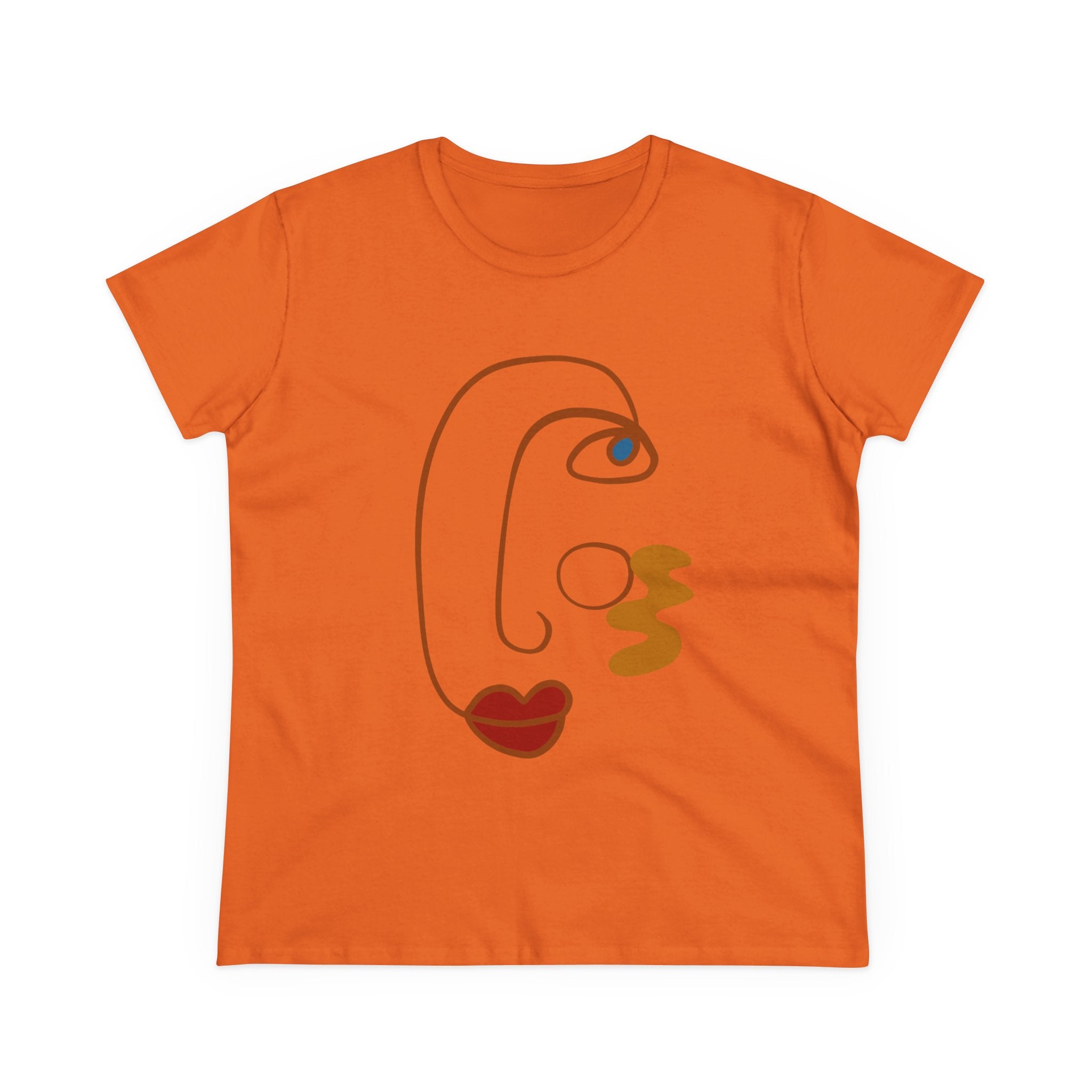 Stylish Abstract Art Tee for Women - Midweight Cotton Casual Top