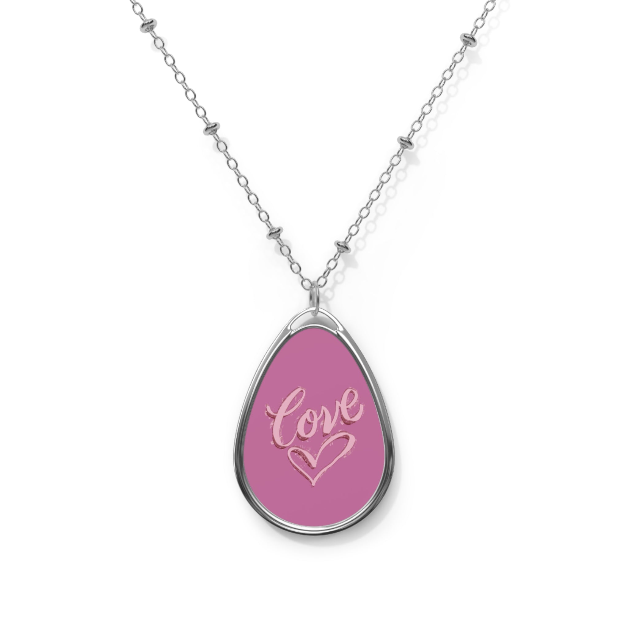 Personalized Oval Necklace with Love Design - Elegant Heart Pendant for Women