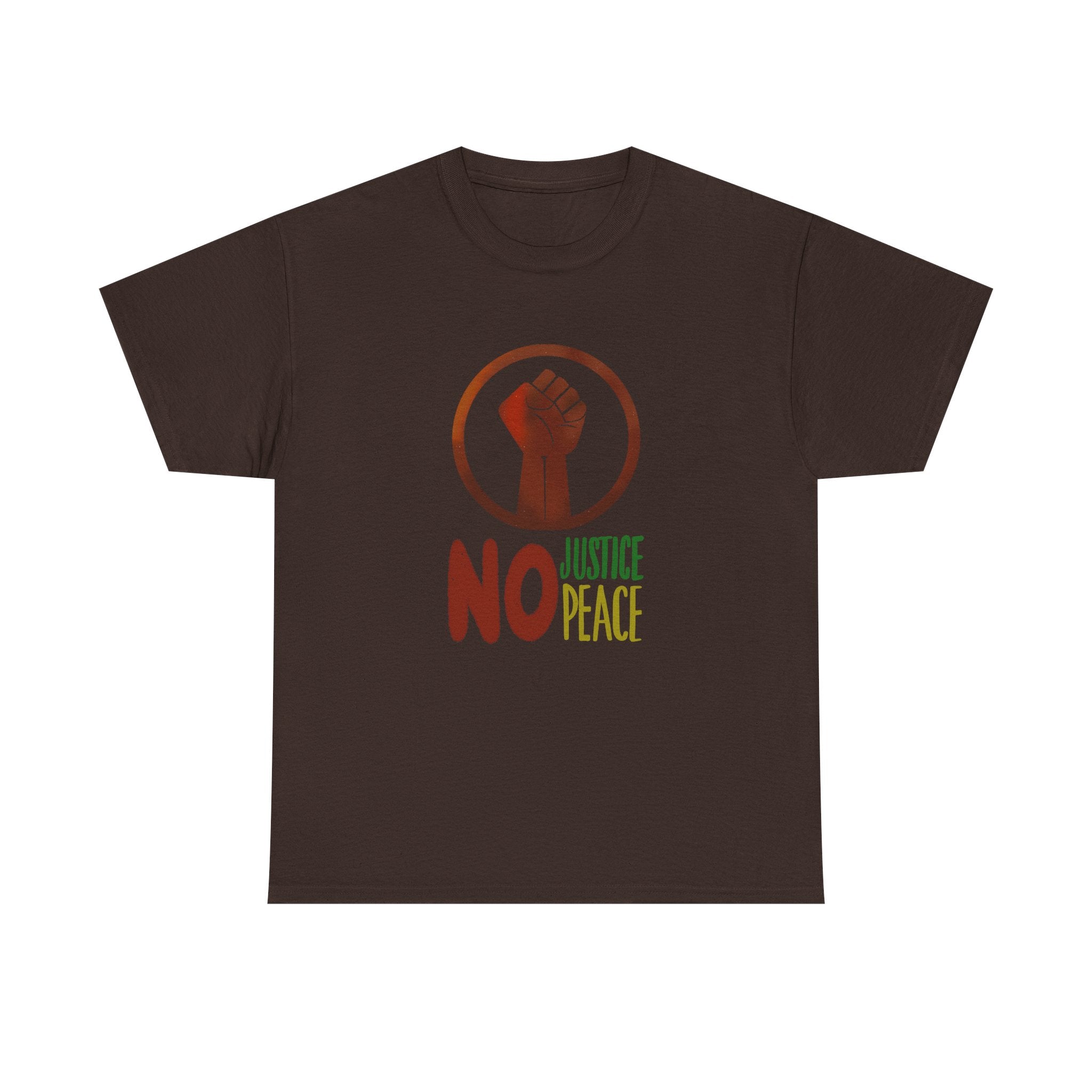 No Justice No Peace T-Shirt — Hand-drawn Raised Fist Protest Tee