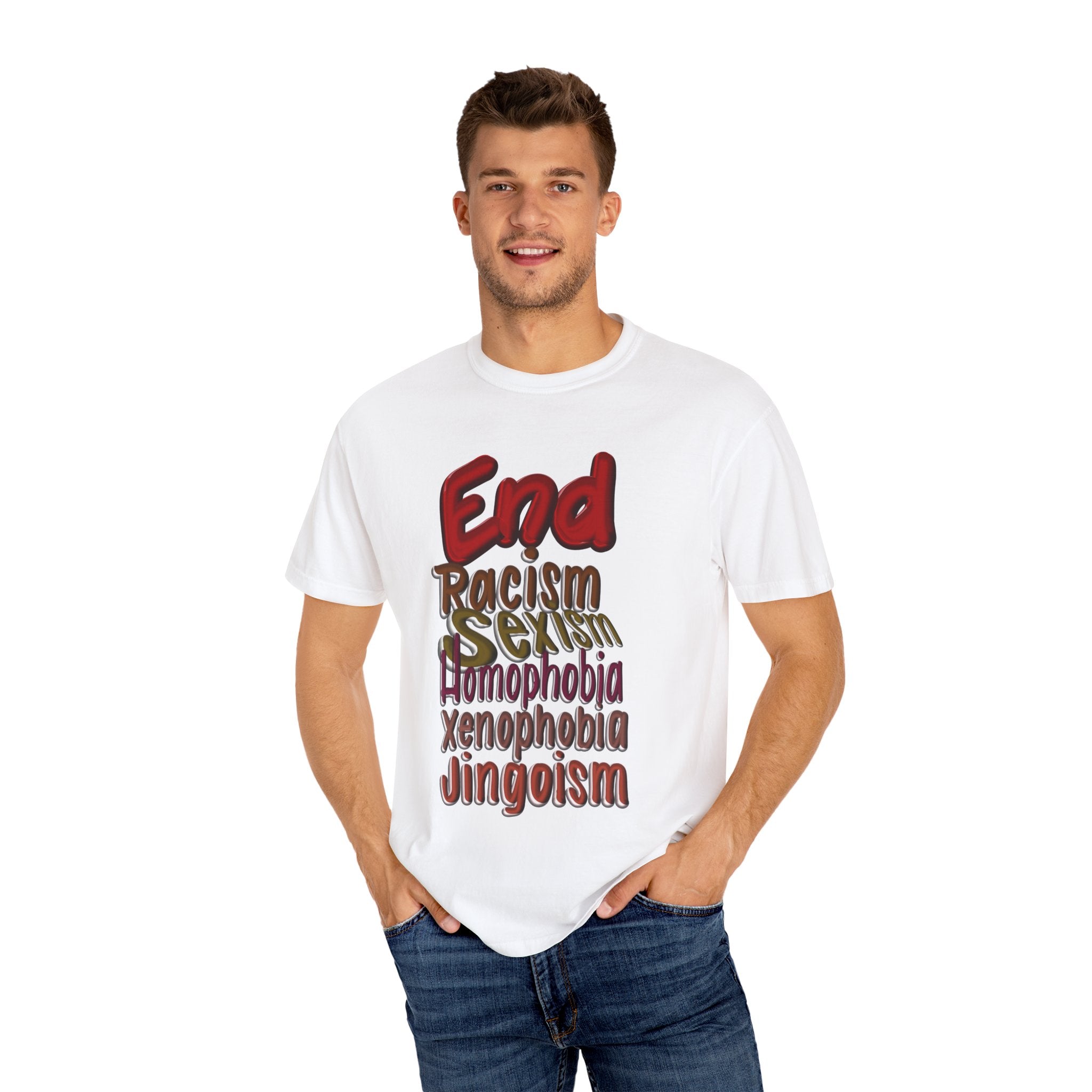 END RACISM Unisex Garment-Dyed T-shirt