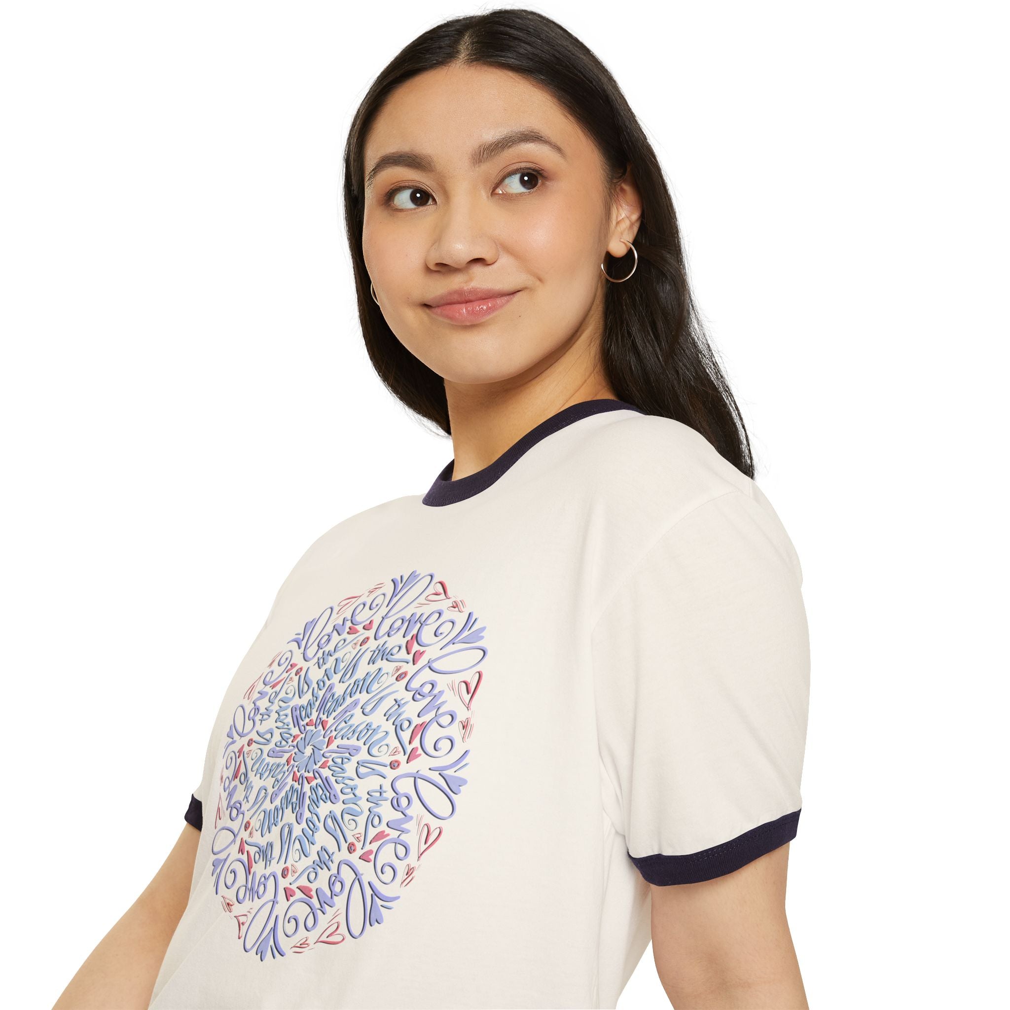 Inspirational Love Mandala Unisex Cotton Ringer T-Shirt