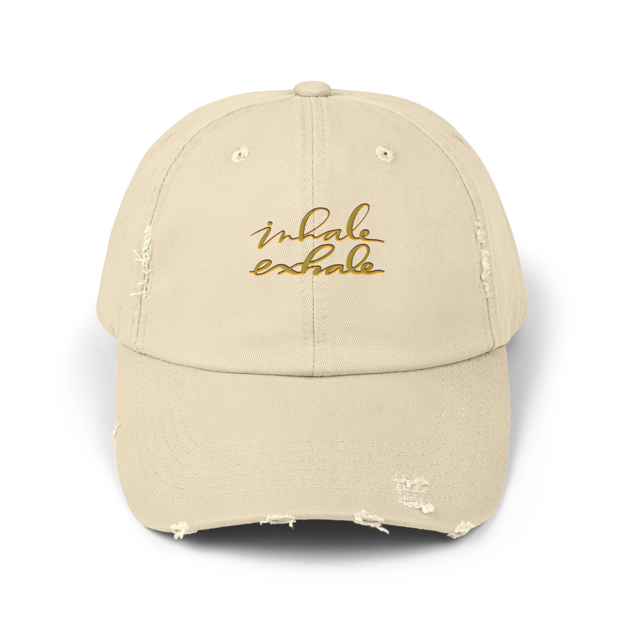 Unisex Distressed Cap - Inhale Exhale Motivational Hat for Relaxation & Mindfulness