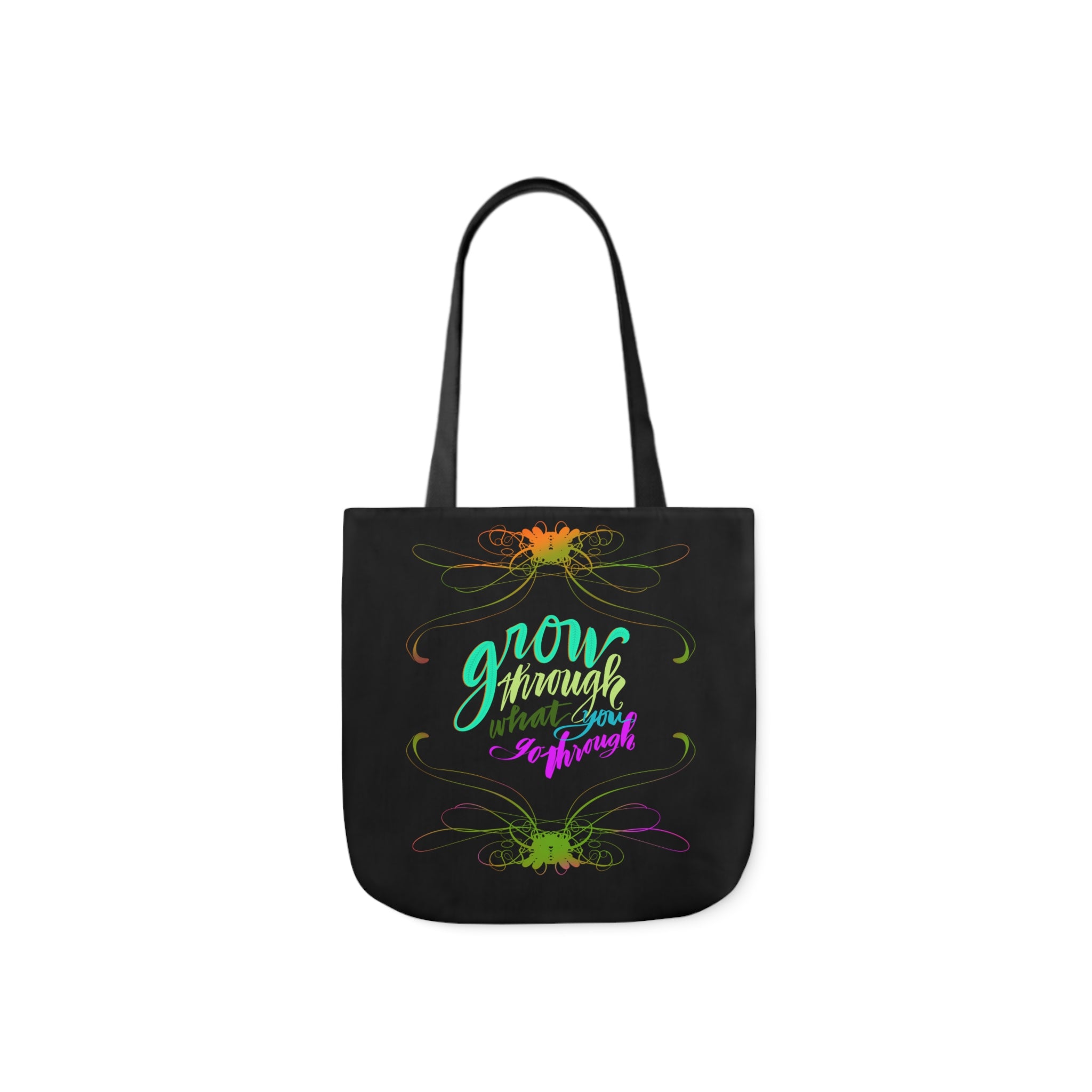 GROW THROUGH WHAT YOU GROW THROUGH Canvas Tote Bag, 5-Color Straps