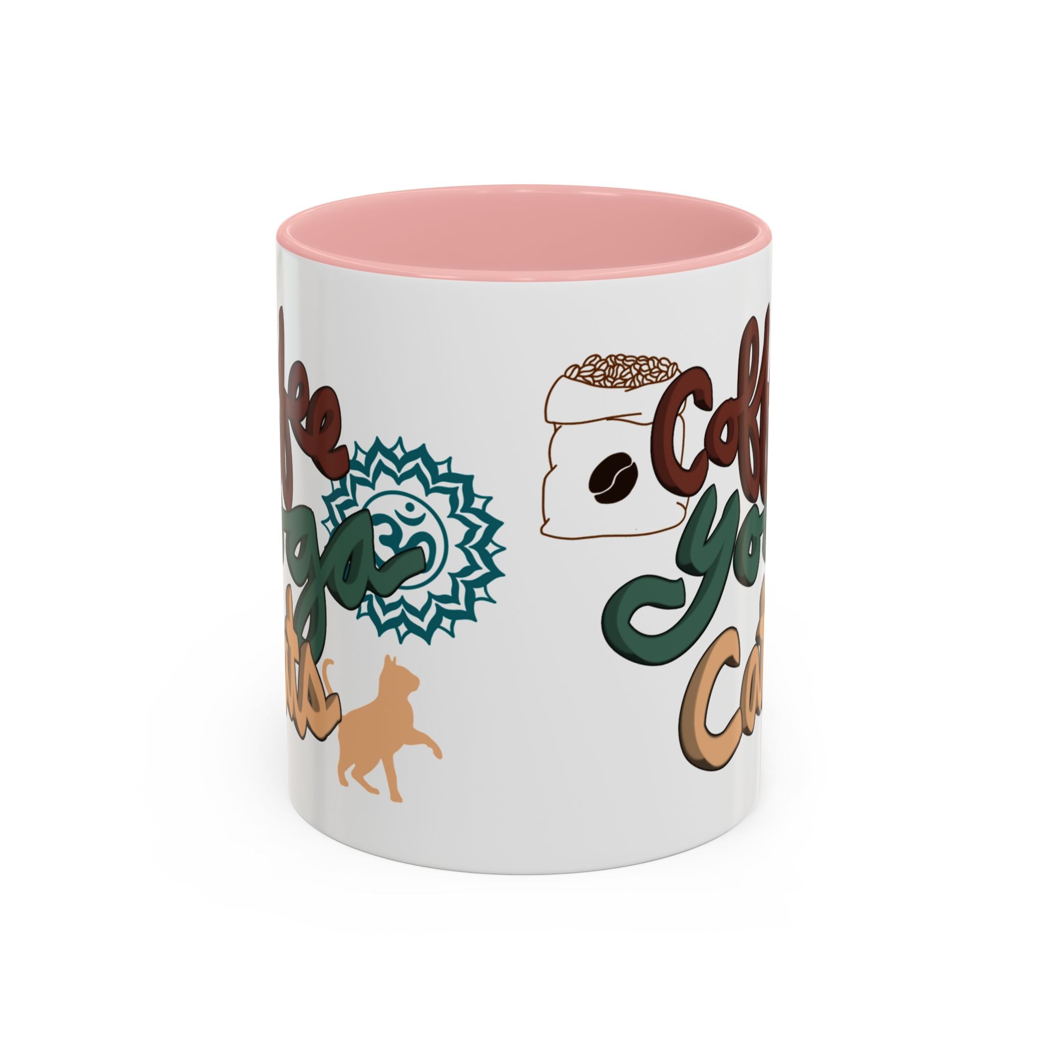 COFFEE YOGA CATS Accent Coffee Mug (11 oz)