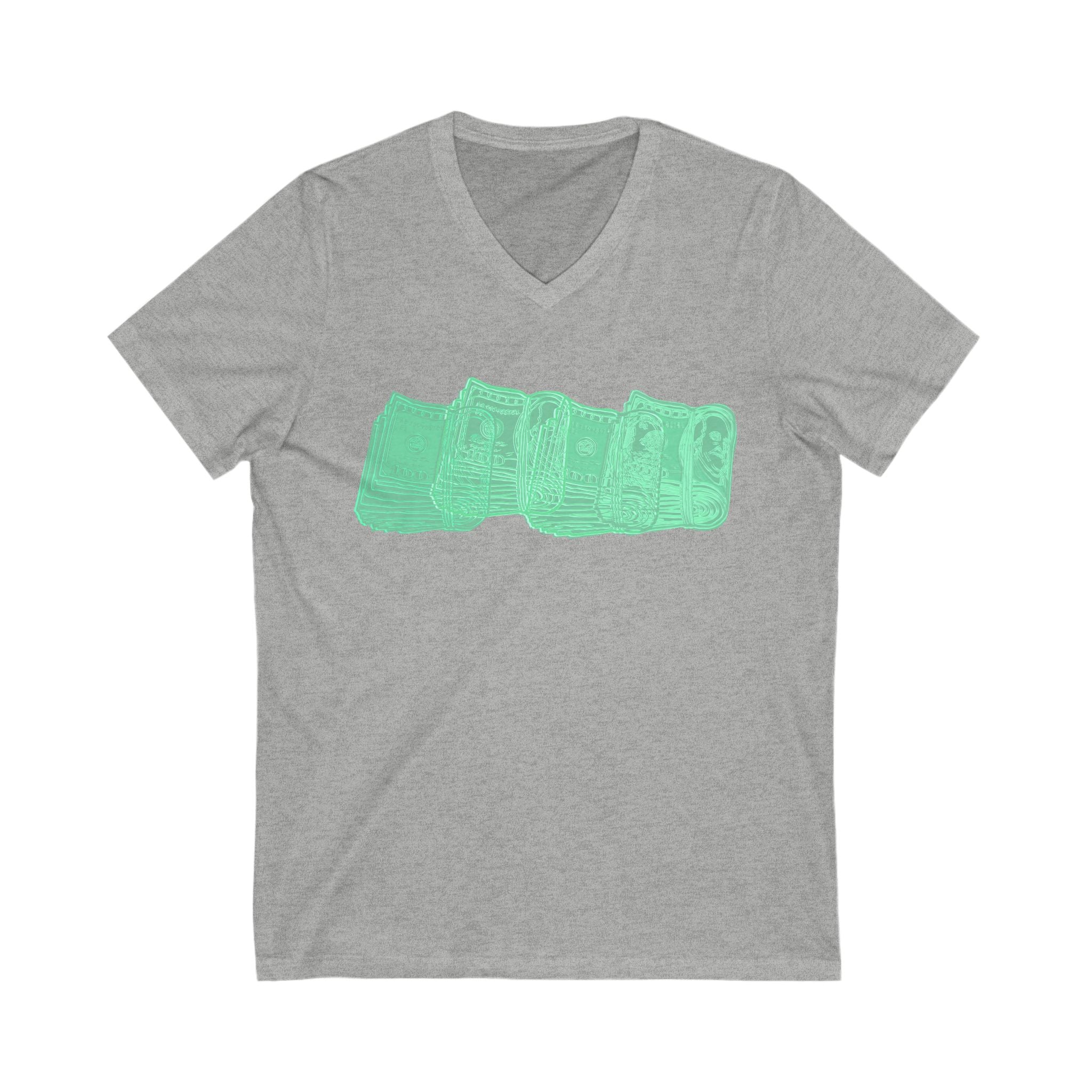 Money Vibes Unisex Jersey V-Neck Tee - Casual Graphic Shirt for Hustlers