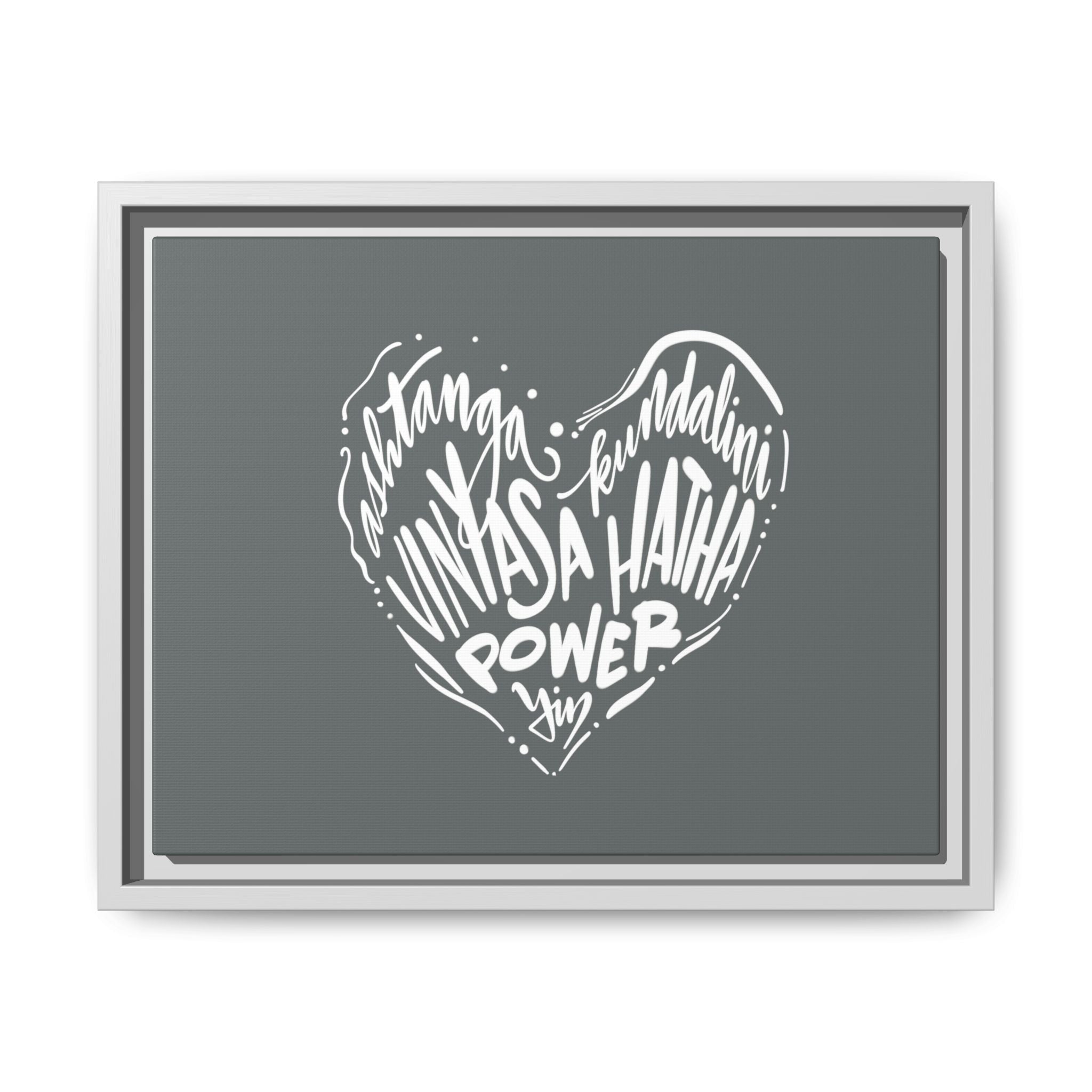 Framed Canvas Art, Inspirational Wall Decor, Yoga Styles Heart Design, Motivational Gift, Modern Home Decor, Mindfulness Art