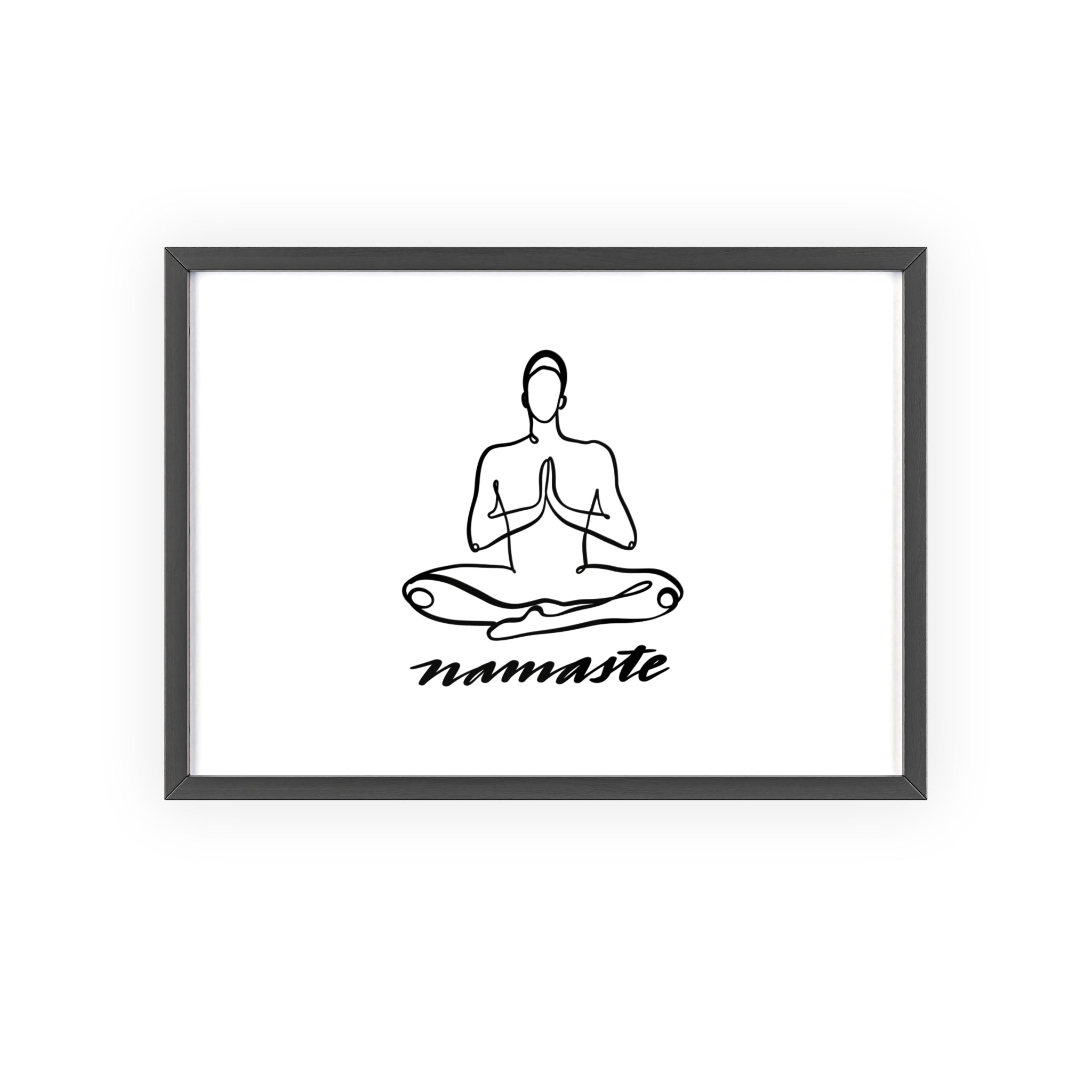 Meditation Art Poster with Wooden Frame - Namaste Decor for Mindfulness and Wellness