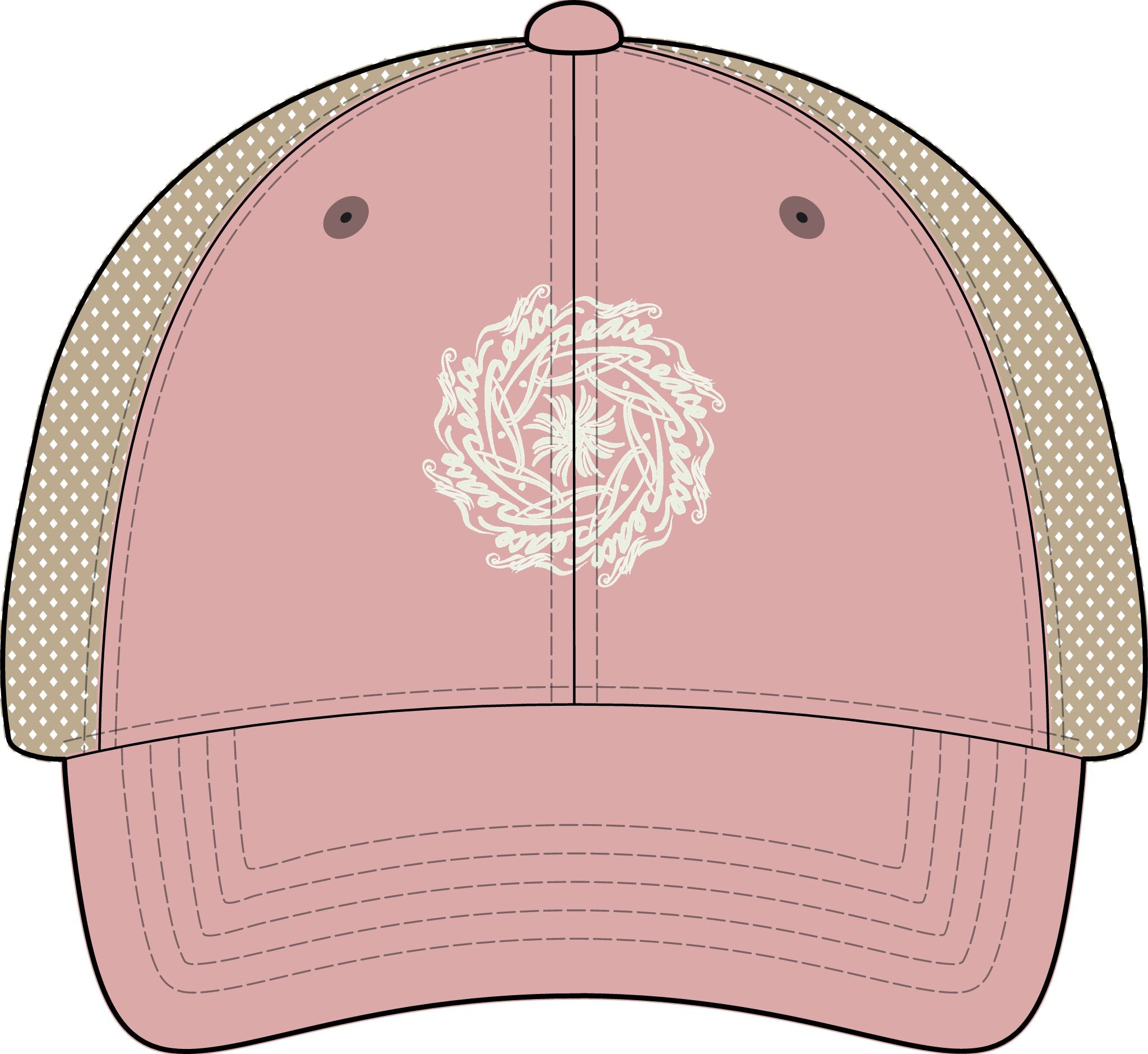 Peace Hand-written Mandala Washed Mesh-Back Cap