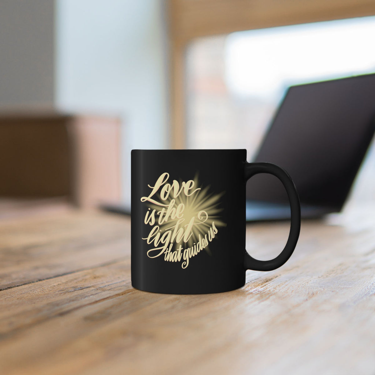 Love Is the Light Mug — Inspirational Black Coffee Cup (11oz)