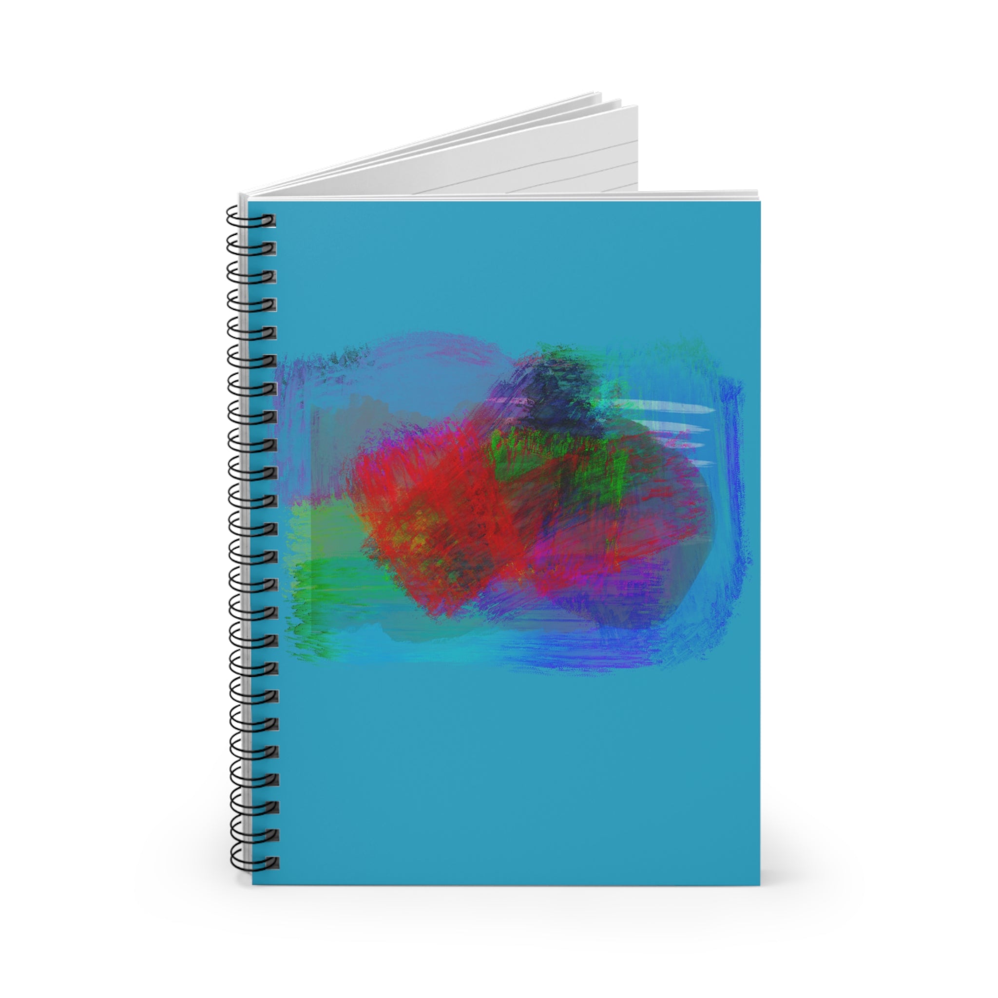 Vibrant Spiral Notebook - Ruled Lines, Colorful Art Journal, Stationery Gift, Blue Sketch Pad, Student Planner