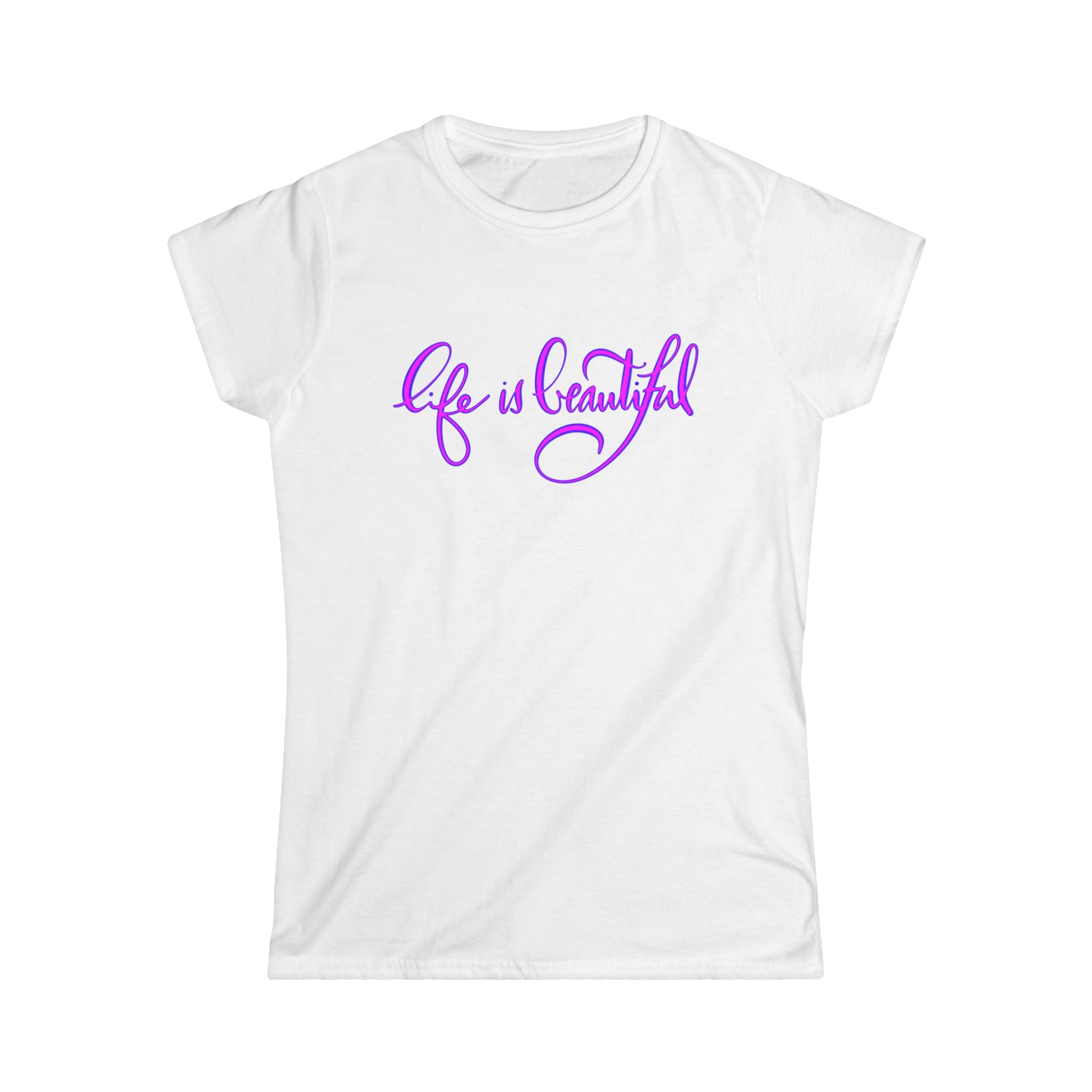 Life is Beautiful Women's Softstyle Tee - Casual Comfort White T-Shirt