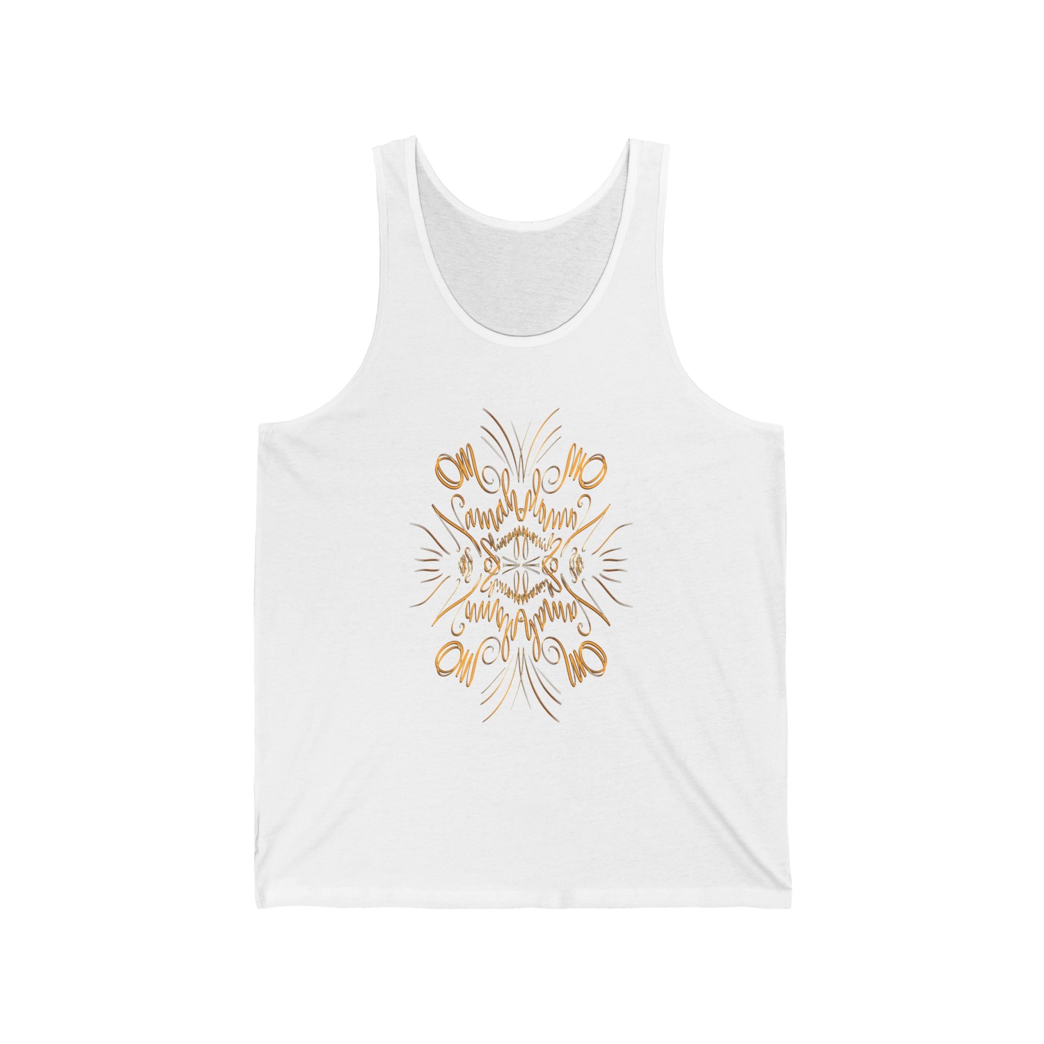 Golden OM Floral Unisex Jersey Tank - Stylish Summer Sleeveless Top