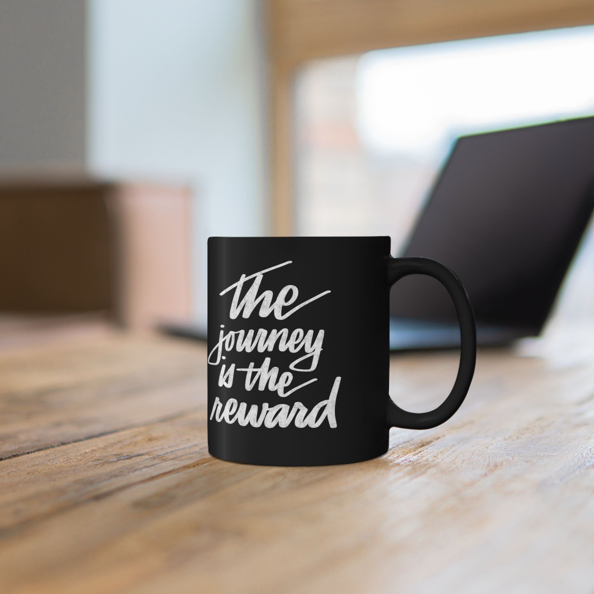 The Journey Is The Reward - Black Inspirational Mug (11oz)