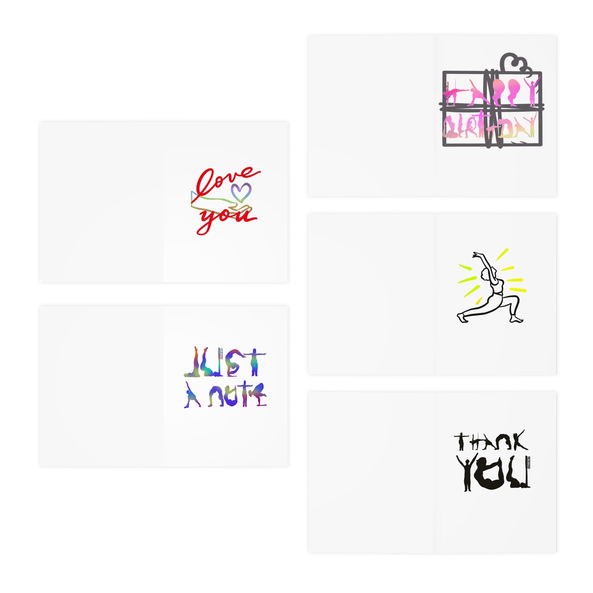 Yoga Greeting Cards (5-Pack) — Blank Inside Multi-Design Note Cards