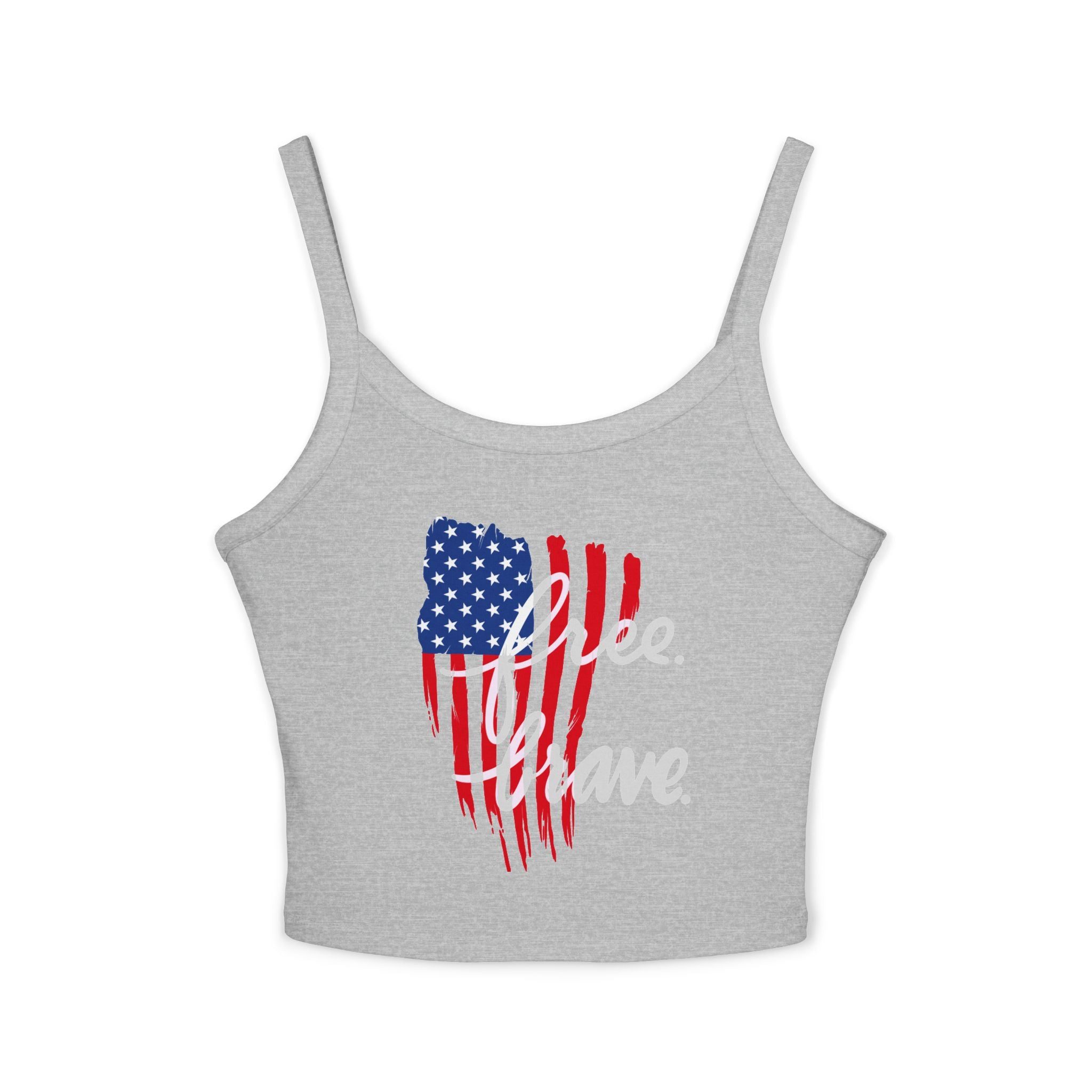 Patriotic Women's Spaghetti Strap Tank Top - Free. Brave.