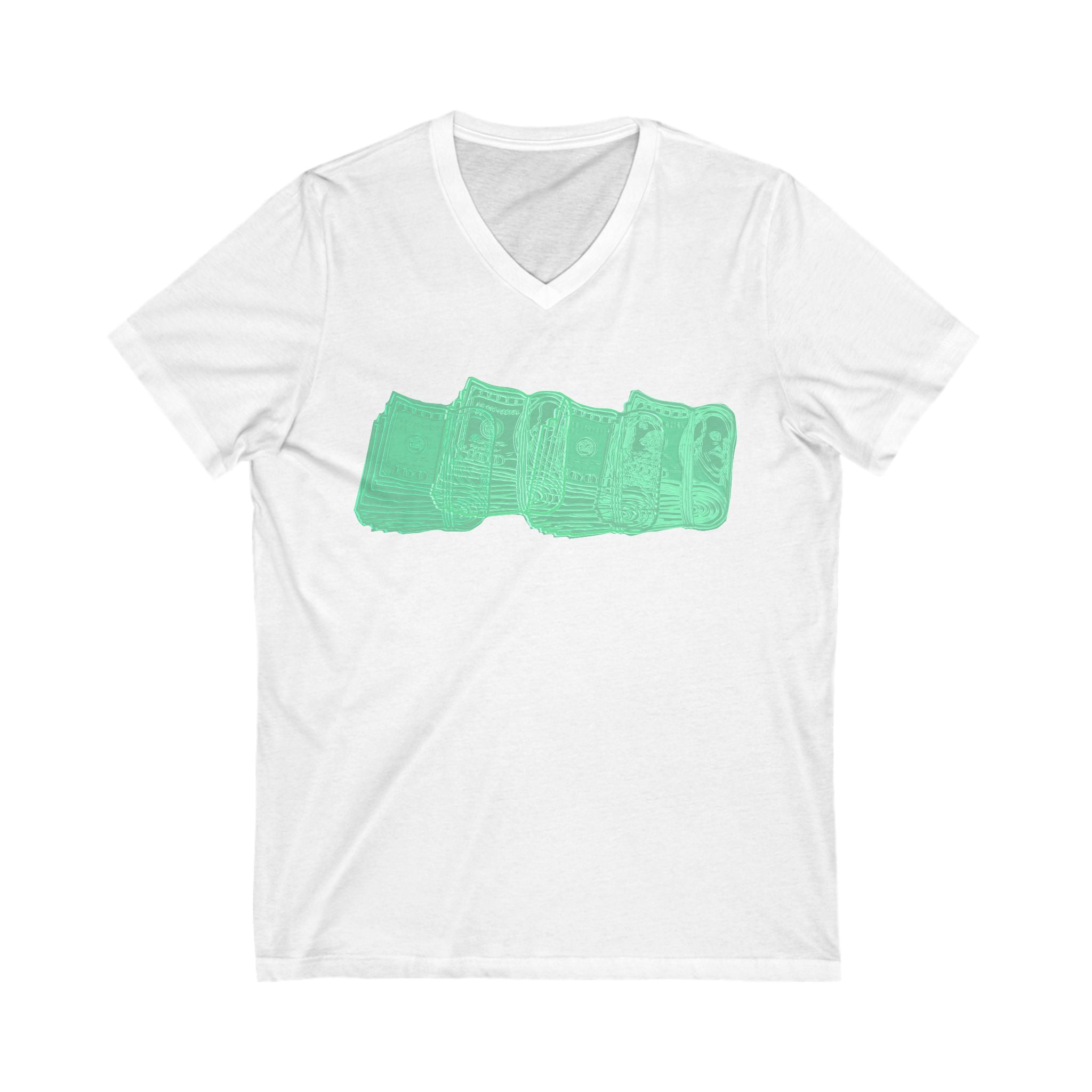 Money Vibes Unisex Jersey V-Neck Tee - Casual Graphic Shirt for Hustlers