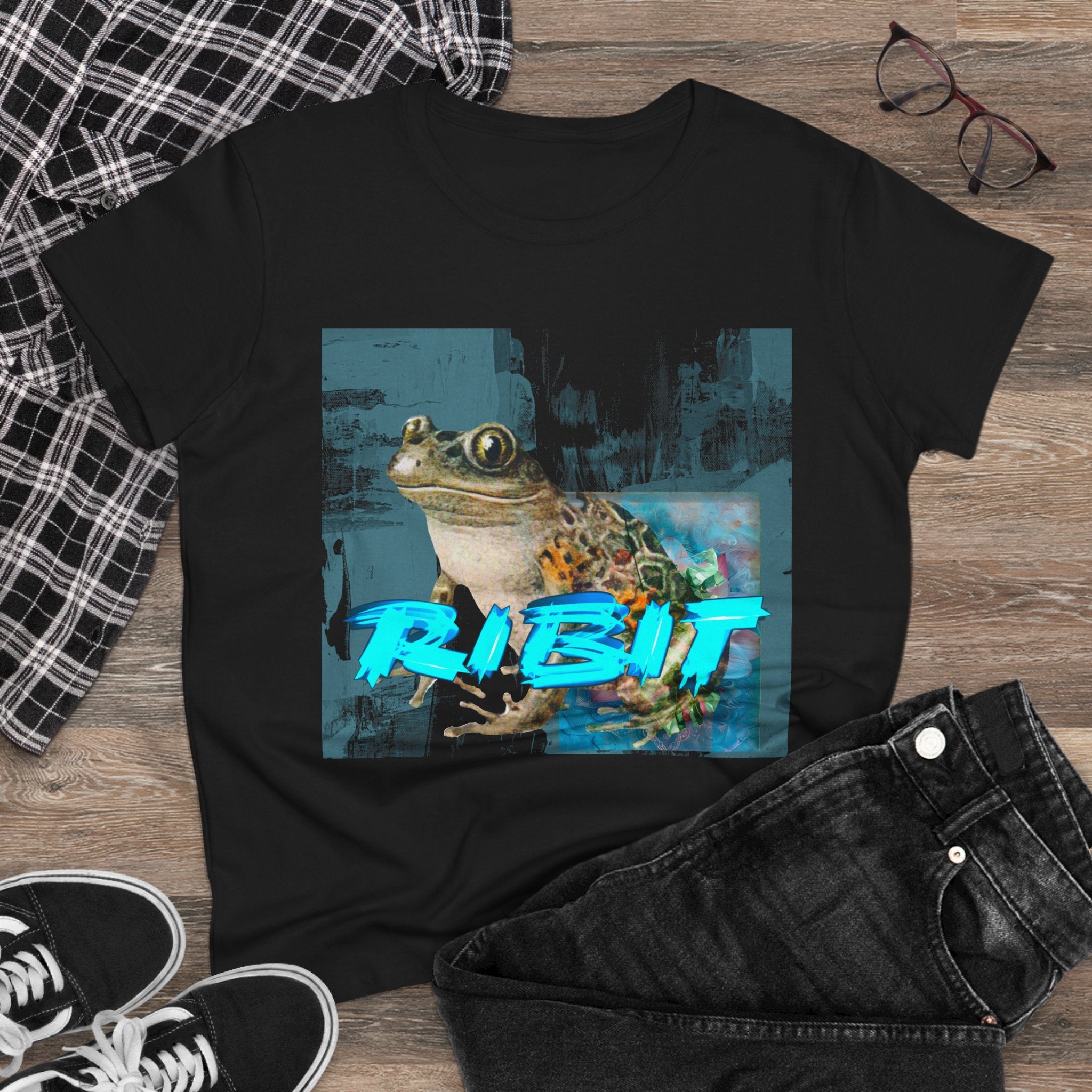 RIBIT Frog Graphic Tee – Fun Women’s Midweight Cotton Shirt