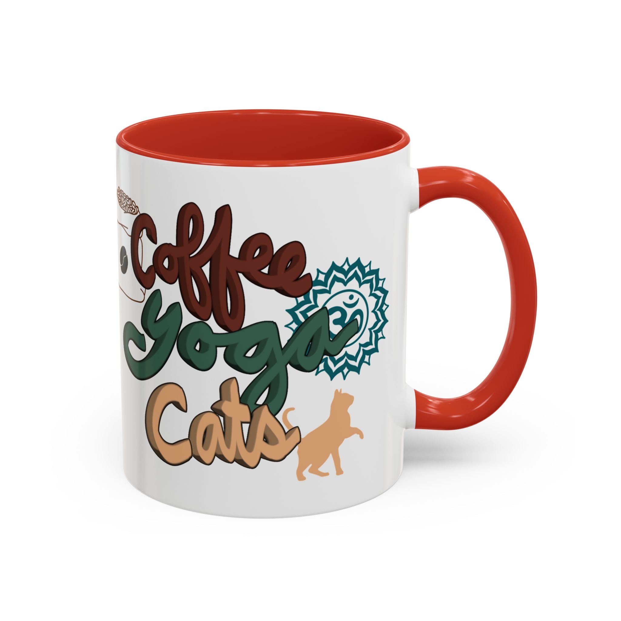 COFFEE YOGA CATS Accent Coffee Mug (11 oz)