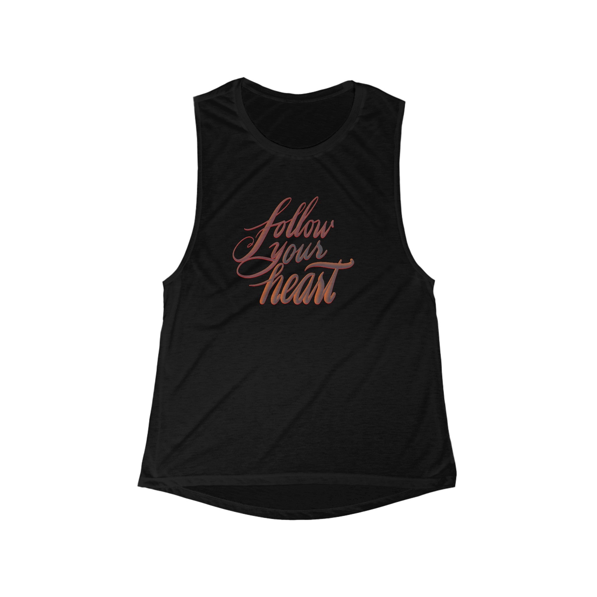 FOLLOW YOUR HEART Women's Flowy Scoop Muscle Tank