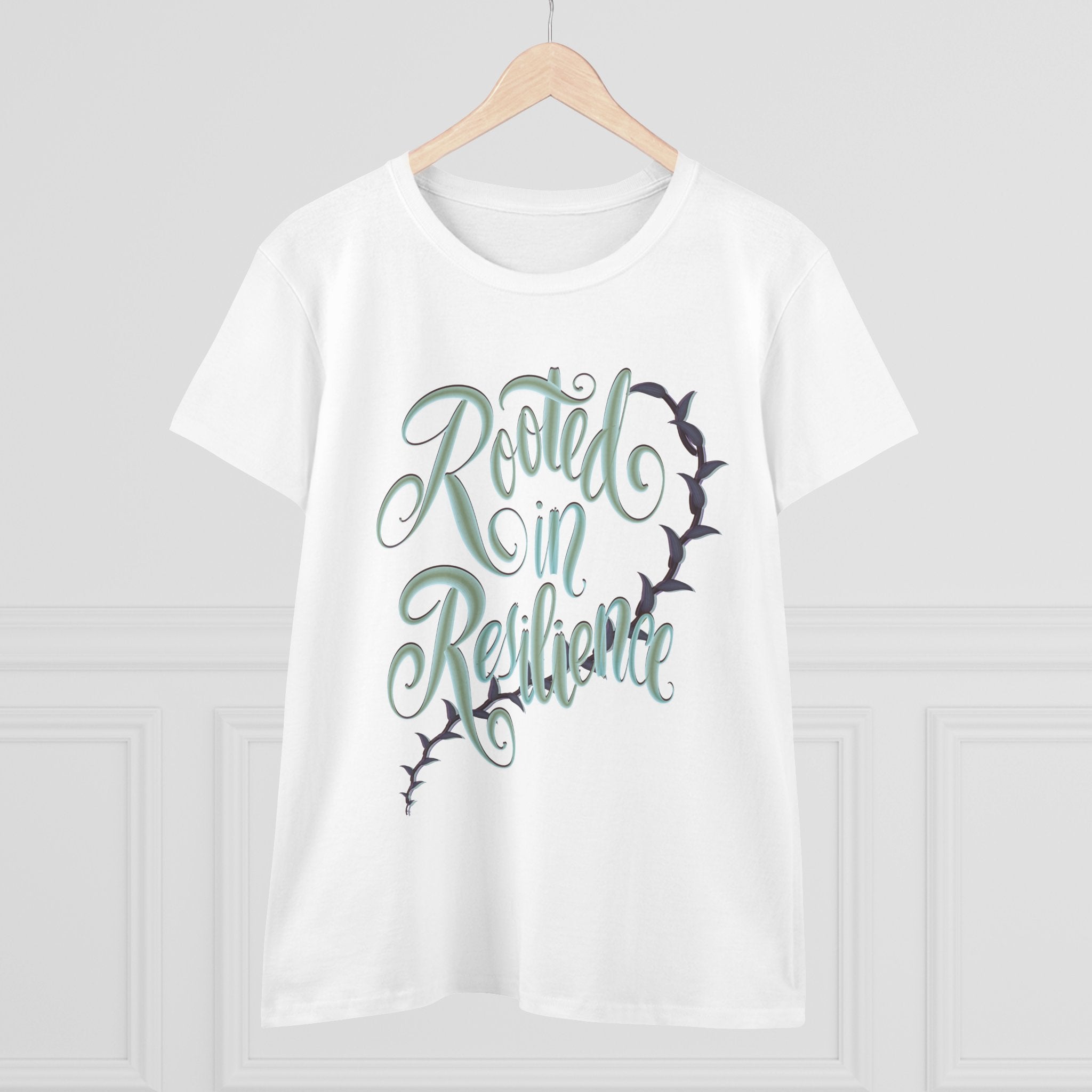 Rooted in Resilience Women's Midweight Cotton Tee - Inspirational Apparel for Strength and Empowerment
