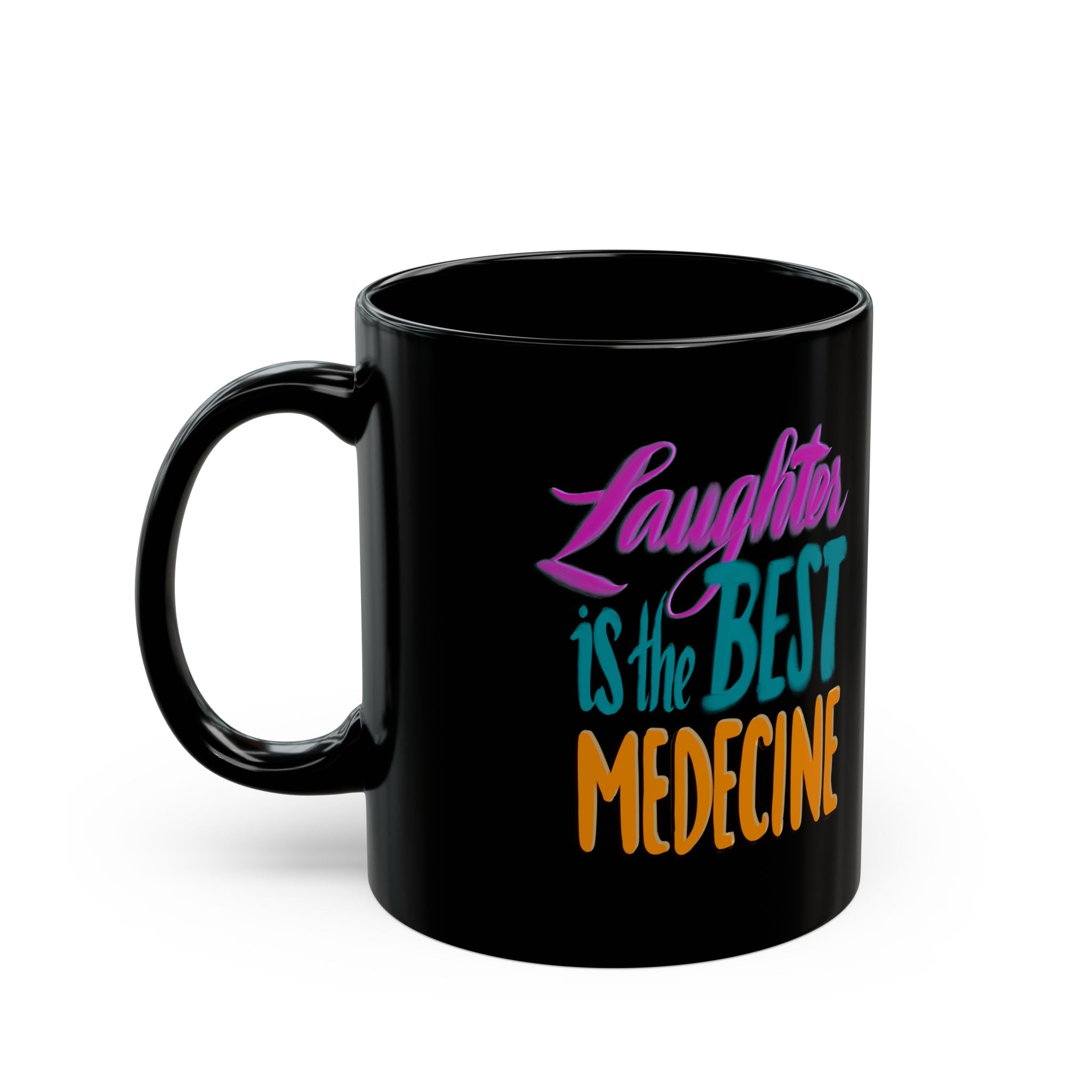 LAUGHTER Black Mug (11oz)