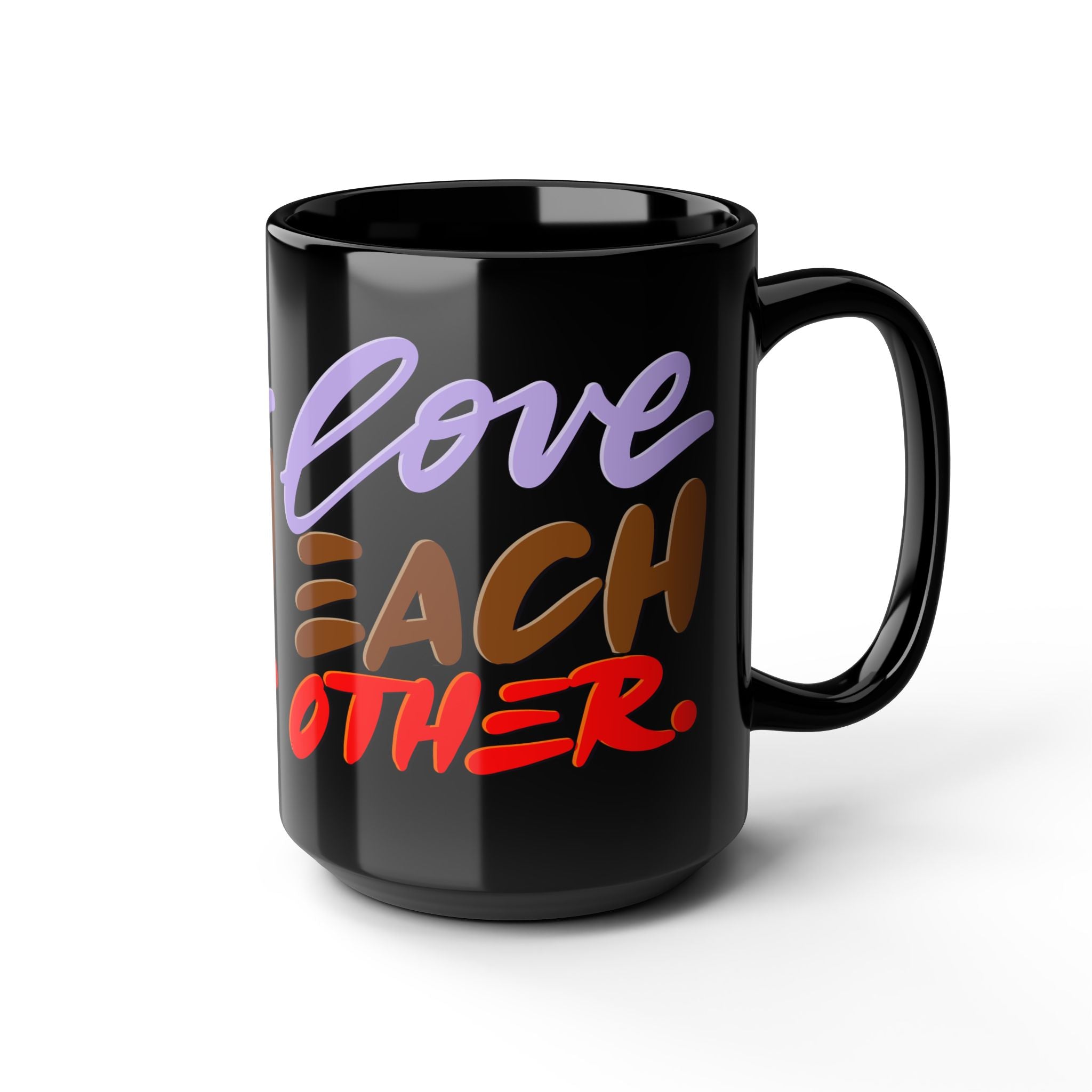 Mug - Hand-Drawn 'Love Each Other' Message, Bright and Cheerful Design