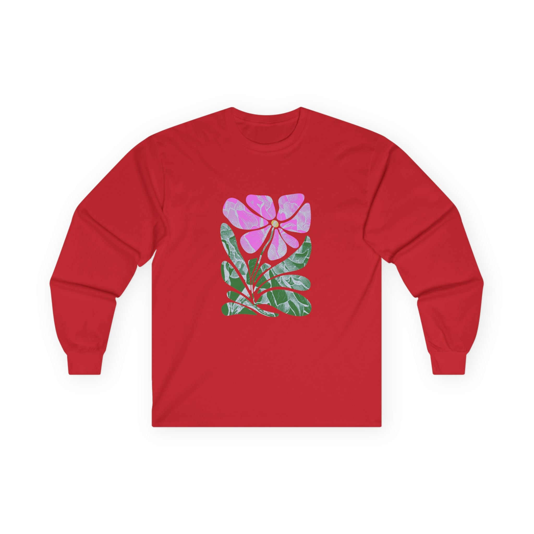 Floral Watercolor Long Sleeve Tee — Pink Bloom Graphic