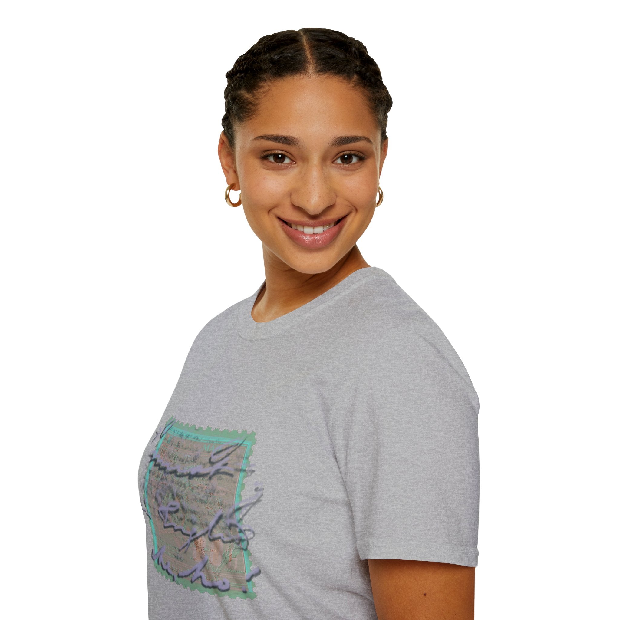 Vintage Postage Stamp Graphic Tee – Handwritten Script Design