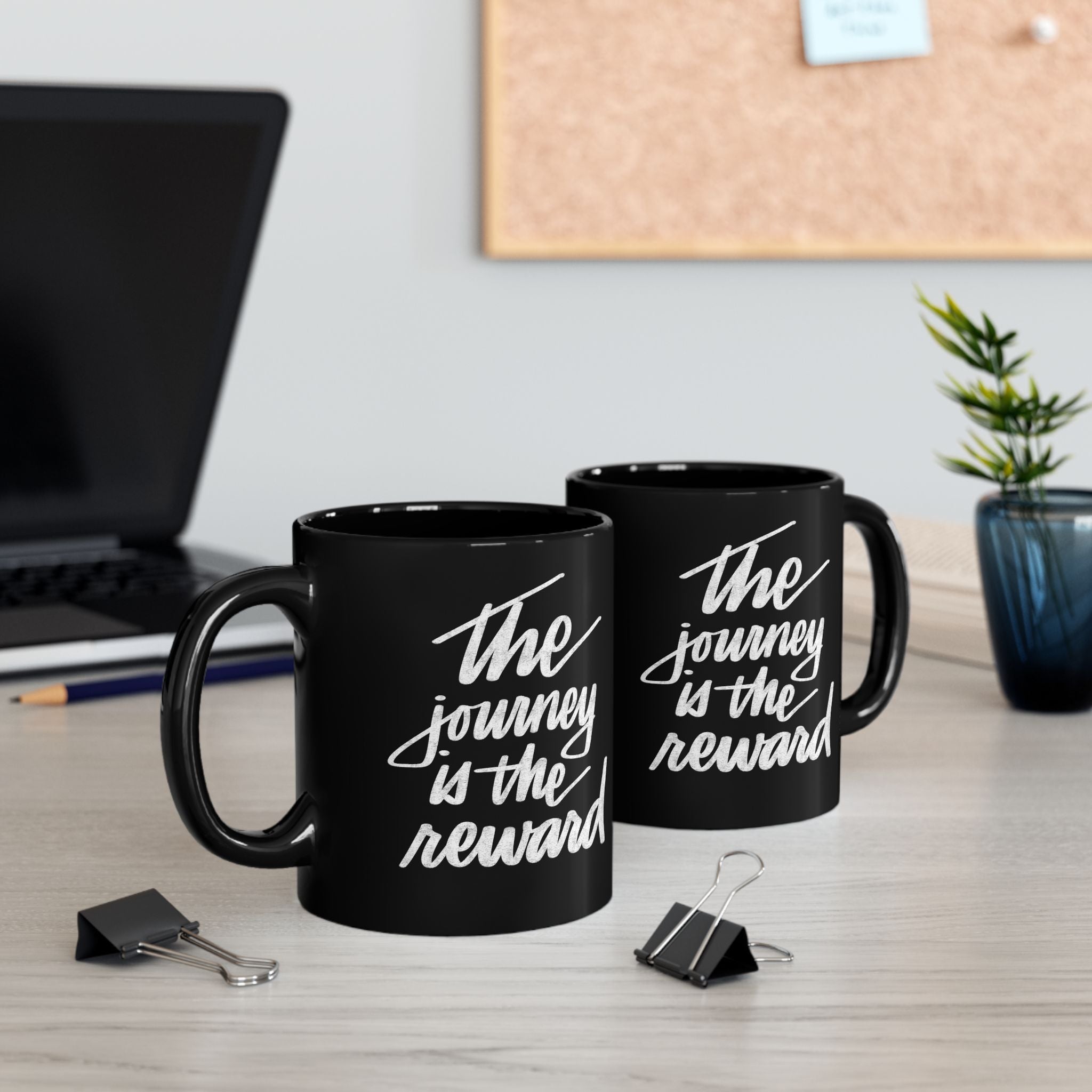 The Journey Is The Reward - Black Inspirational Mug (11oz)