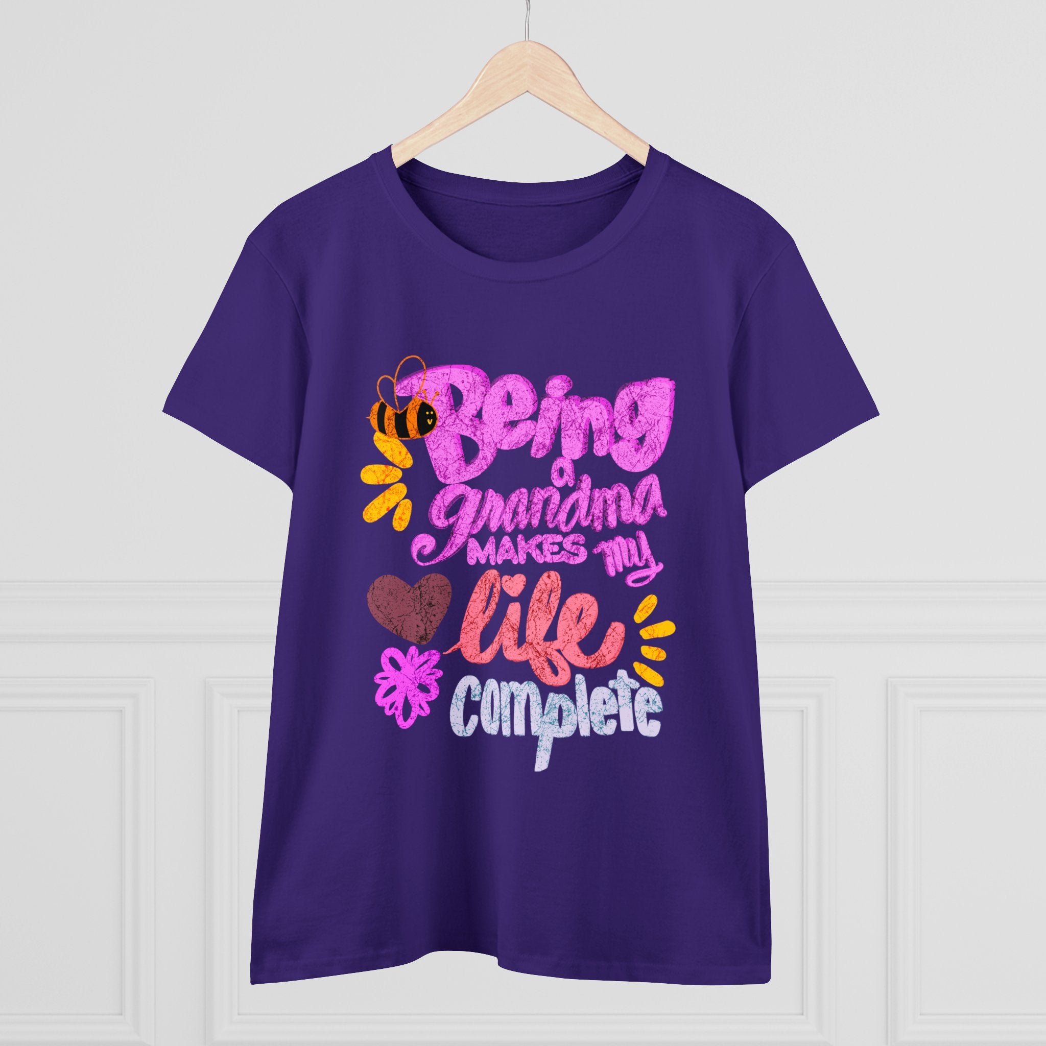 BEING A GRANDMA MAKES MY LIFE COMPLETE Women's Midweight Cotton Tee