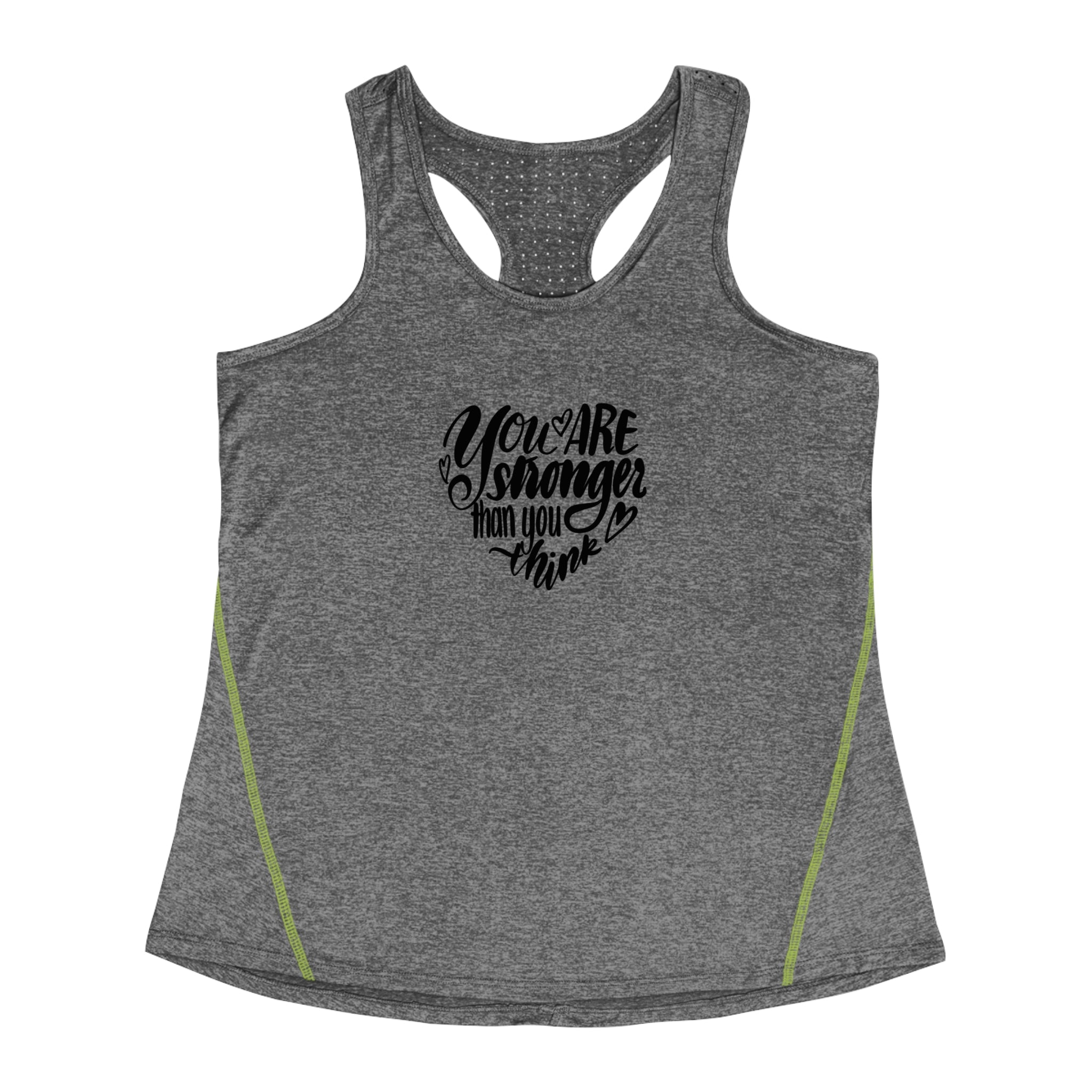 STRONGER THAN YOU THINK Calligraphy Women's Racerback Sports Top