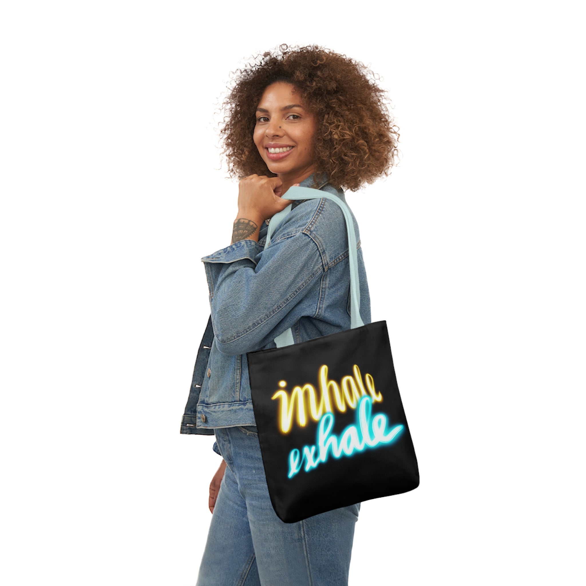 INHALE EXHALE Canvas Tote Bag, 5-Color Straps