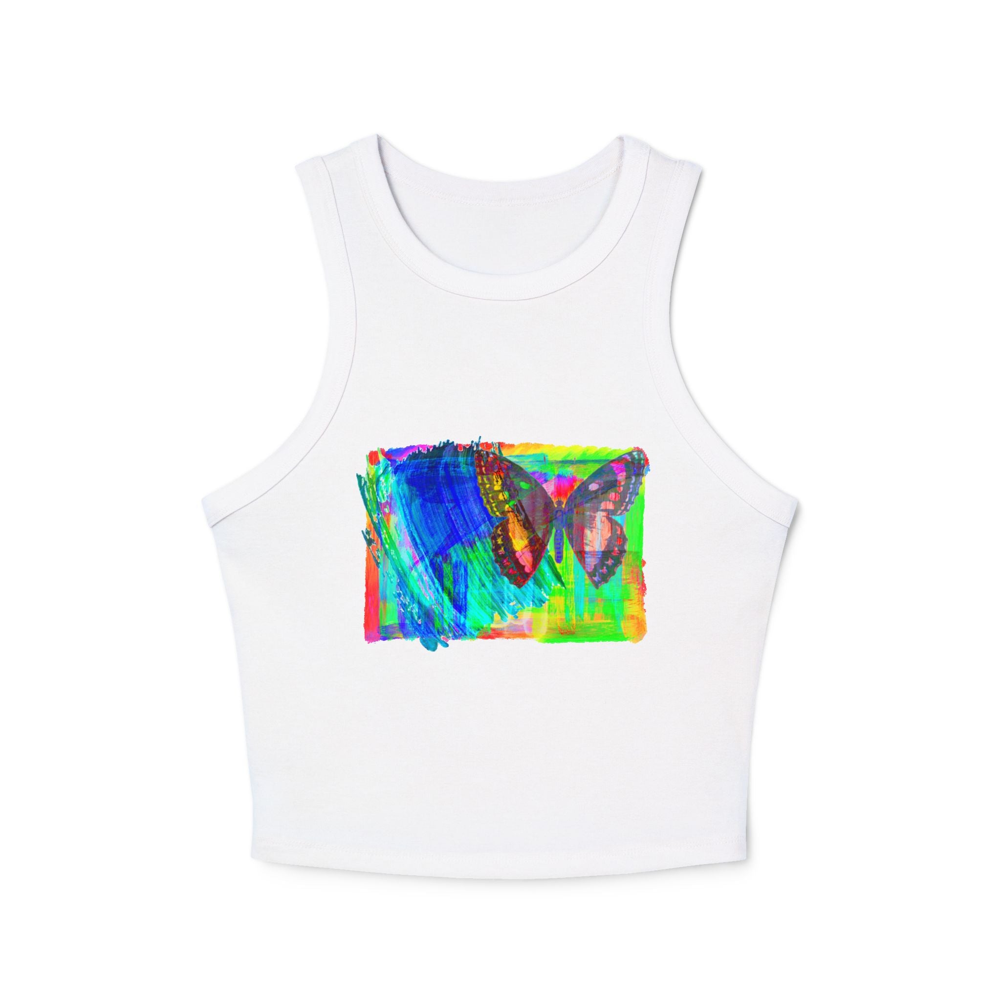 Vibrant Butterfly Racer Tank Top | Women's Summer Top, Festival Wear, Outdoor Activity, Gym Apparel, Boho Style