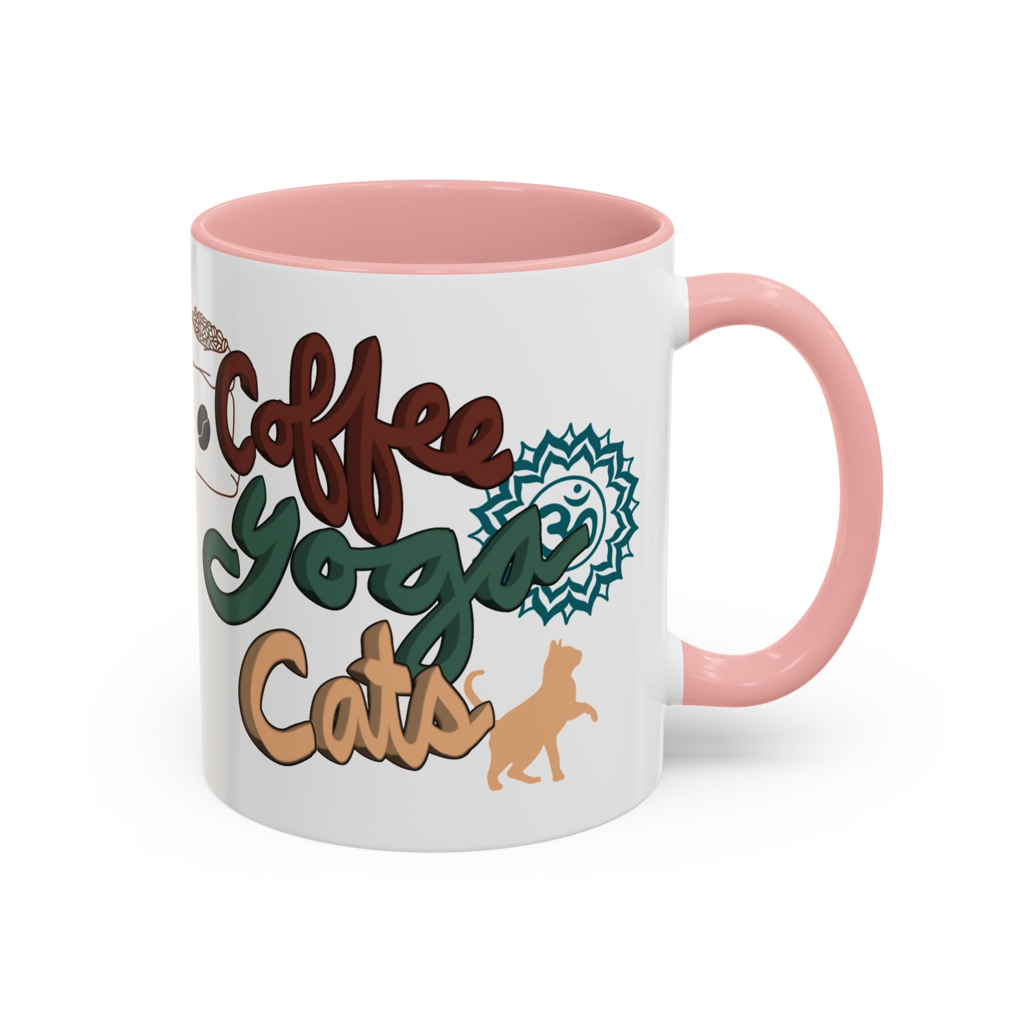 COFFEE YOGA CATS Accent Coffee Mug (11 oz)