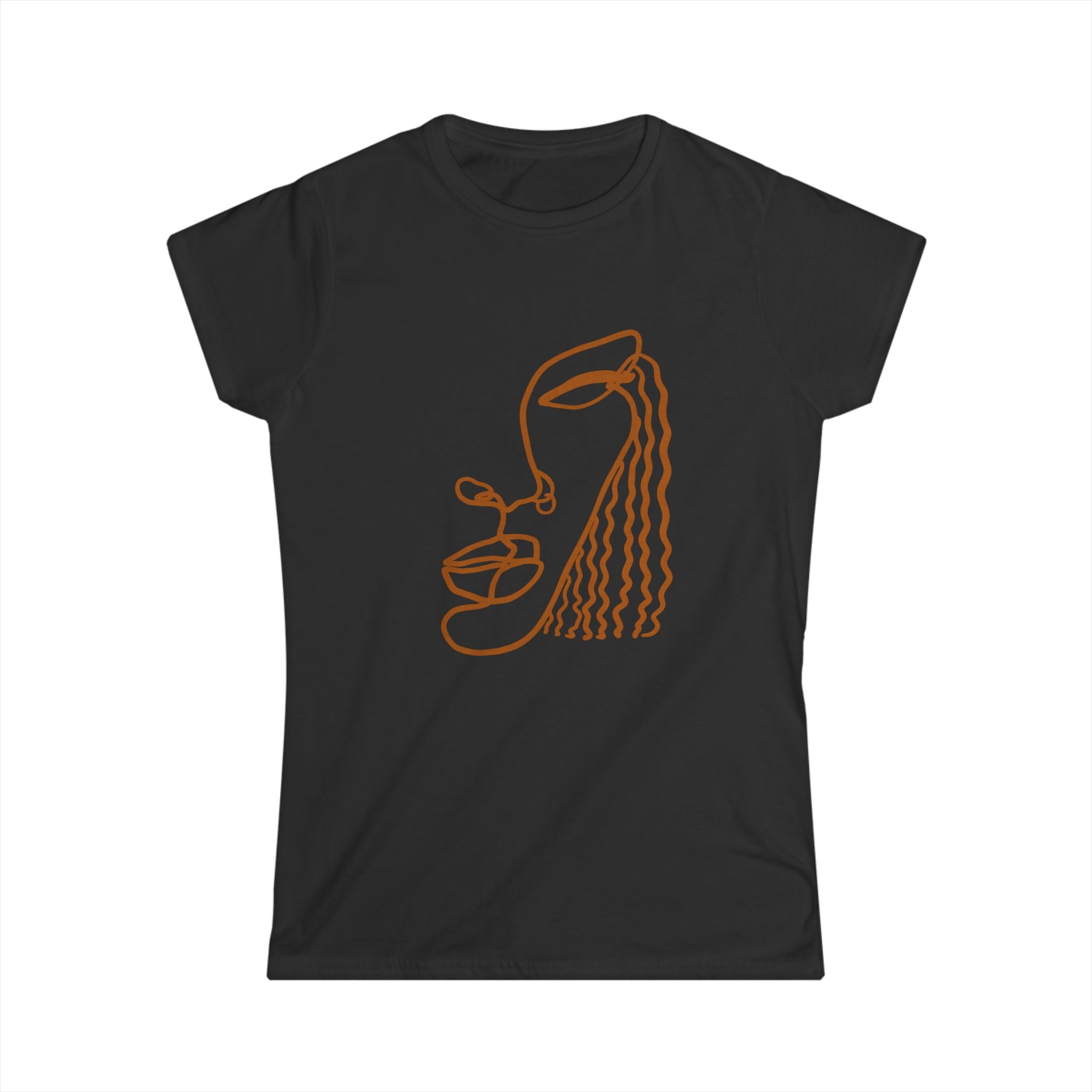 Minimalist Women's Softstyle Tee – Abstract Line Art Design