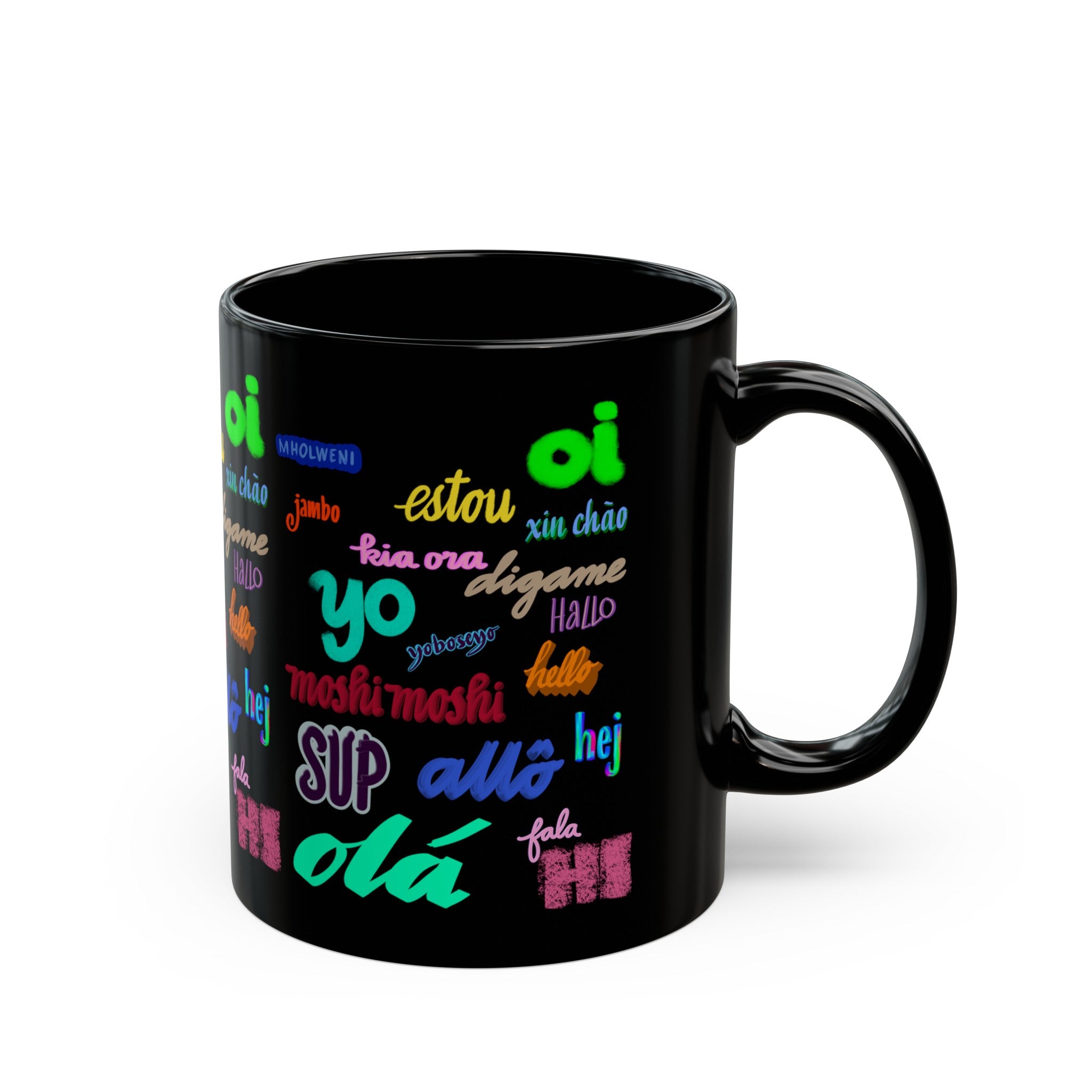 HELLO HELLO Black Mug (11oz, 15oz)