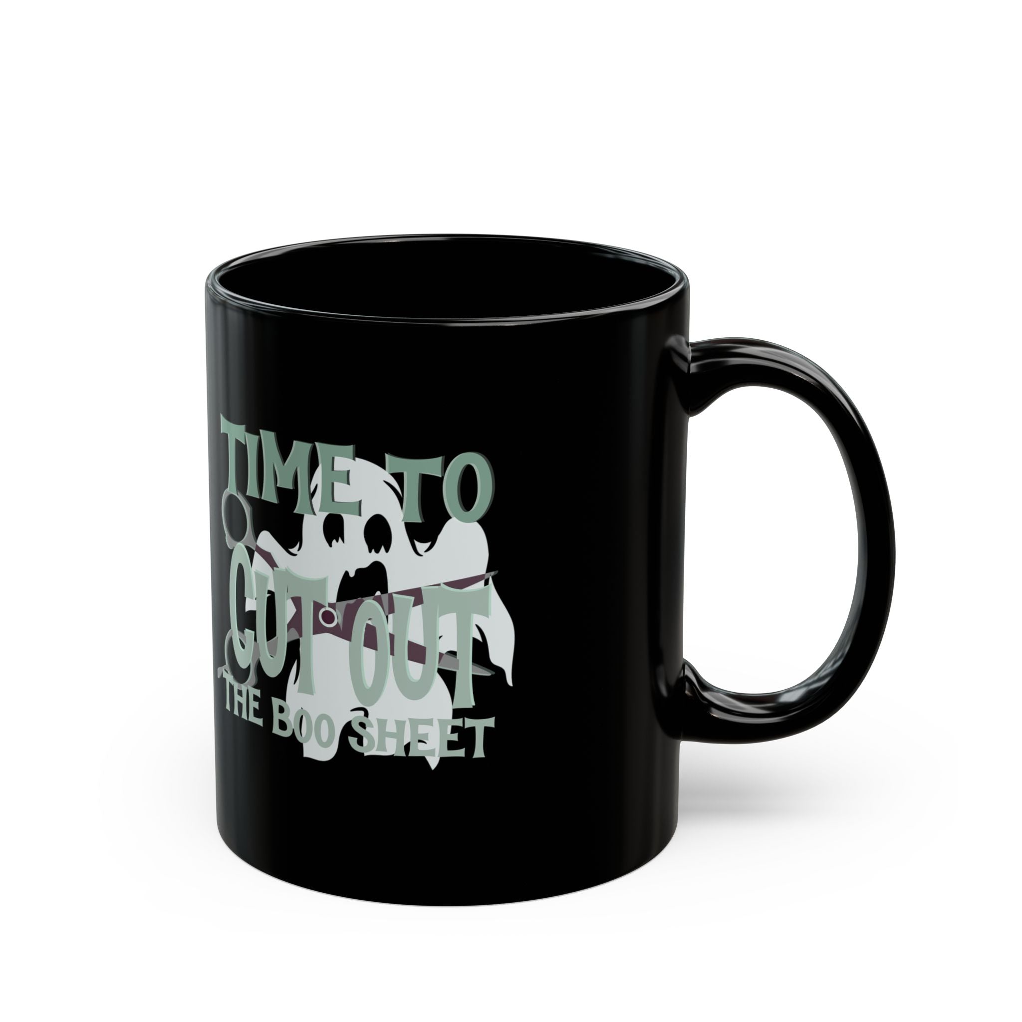 CUT OUT THE BOO SHEET Black Mug (11oz)