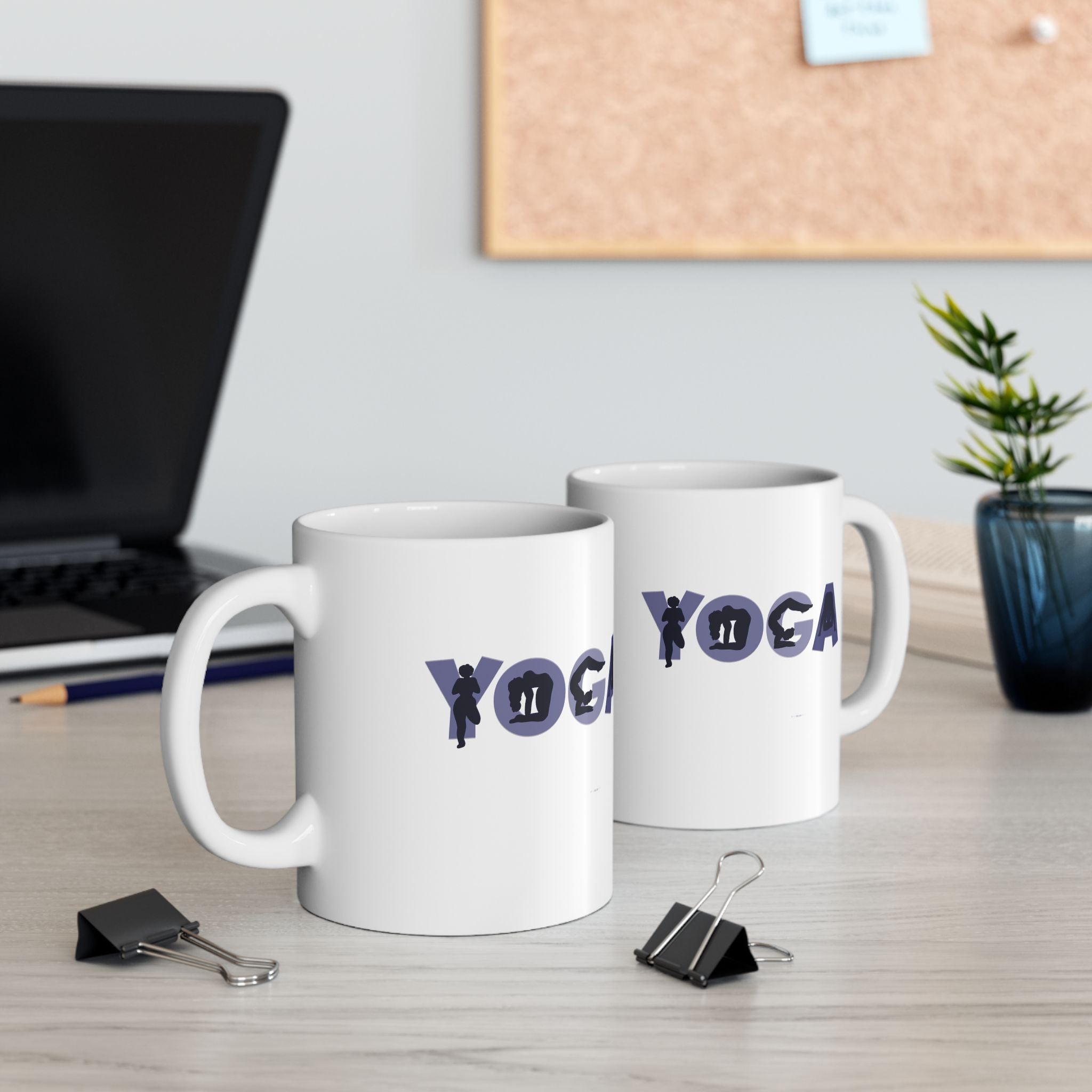 Yoga Asana Ceramic Mug — Hand-Drawn Pose Design (11oz)